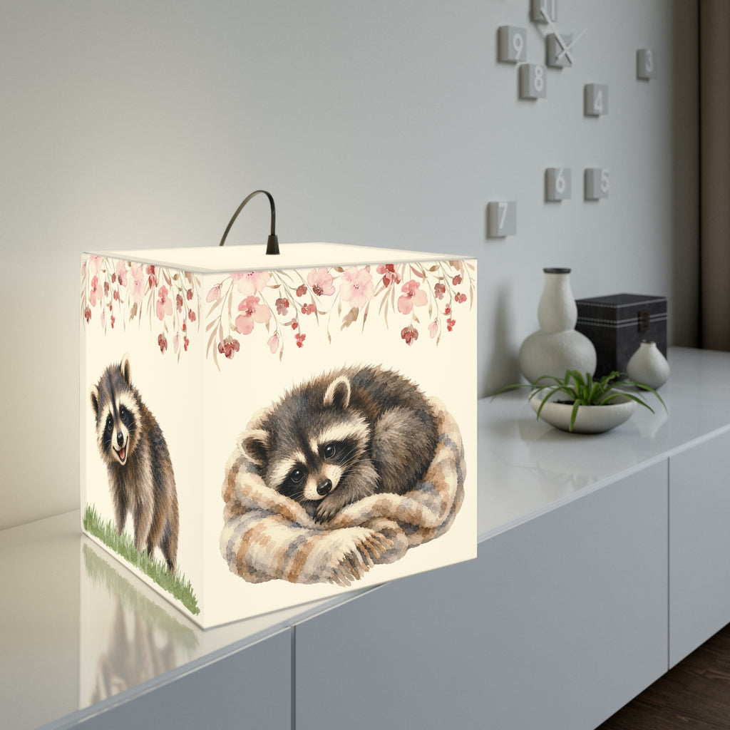 Jimothy Mood Collection Cube Lamp – Curious, Cozy, Unbothered & Happy Watercolor Raccoon Light