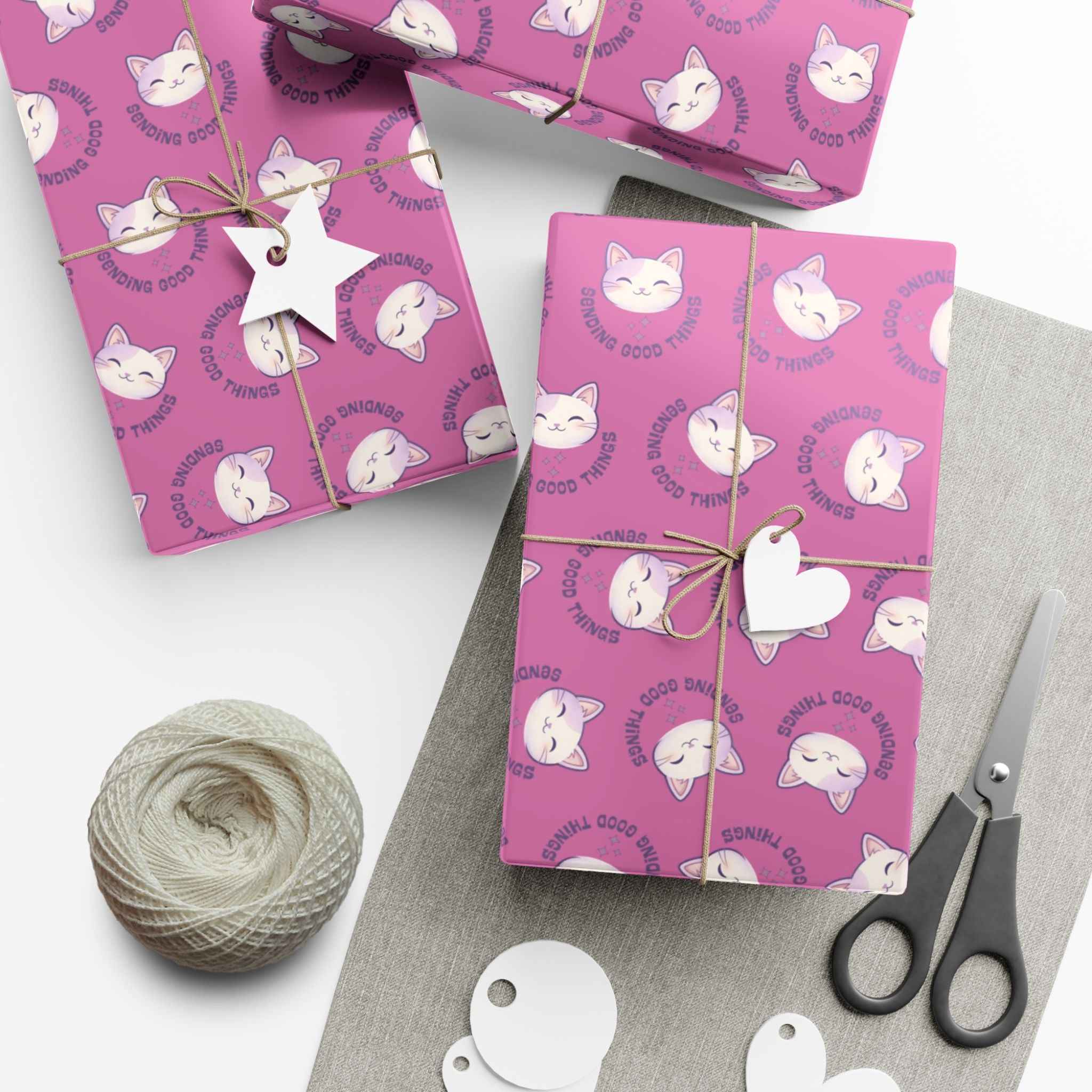 Sending Good Things Cat Gift Wrap – Pink All-Occasion Wrapping Paper