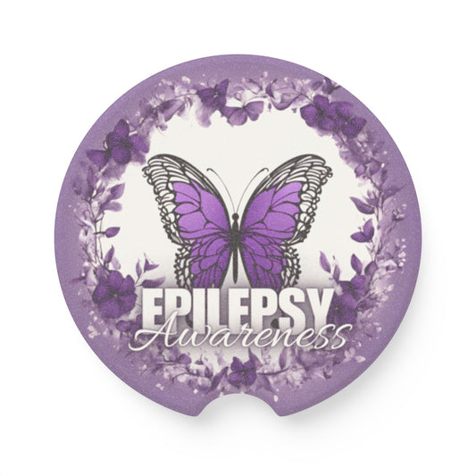 Epilepsy Awareness Butterfly Soapstone Car Coaster