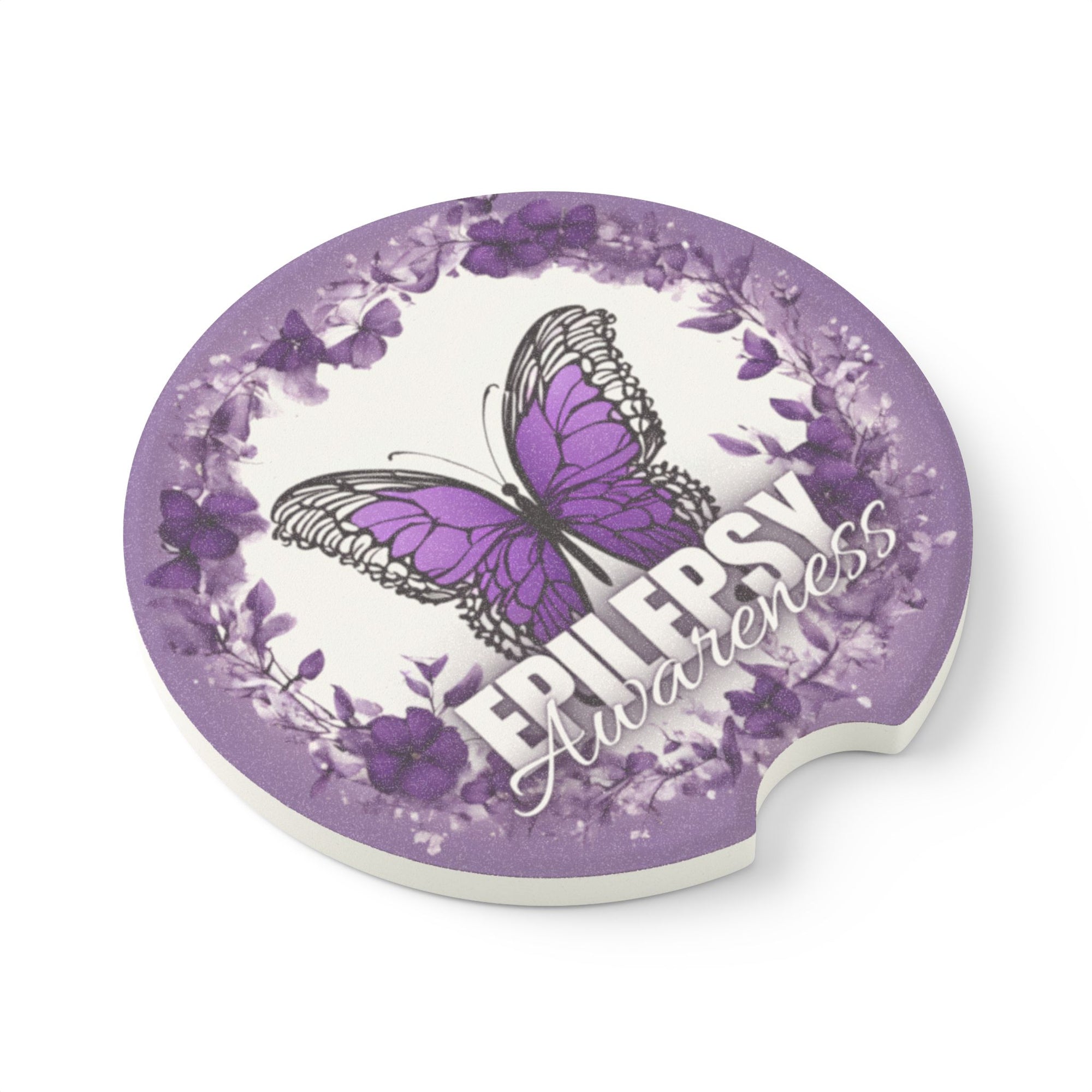 Epilepsy Awareness Butterfly Soapstone Car Coaster