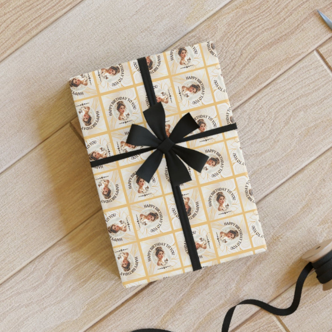 Golden Cat Lady Birthday Gift Wrapping Paper Roll
