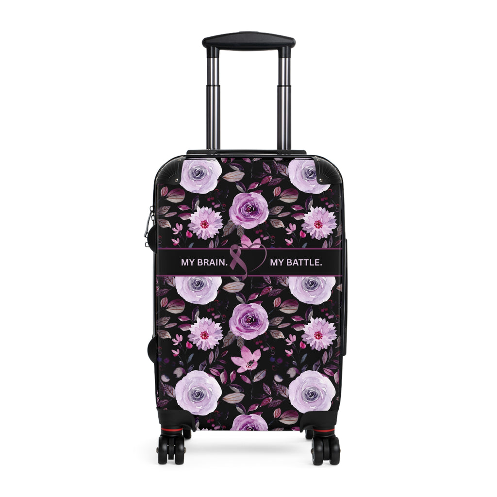 My Brain. My Battle. Epilepsy Awareness Hard-Shell Suitcase | Purple Floral Luggage
