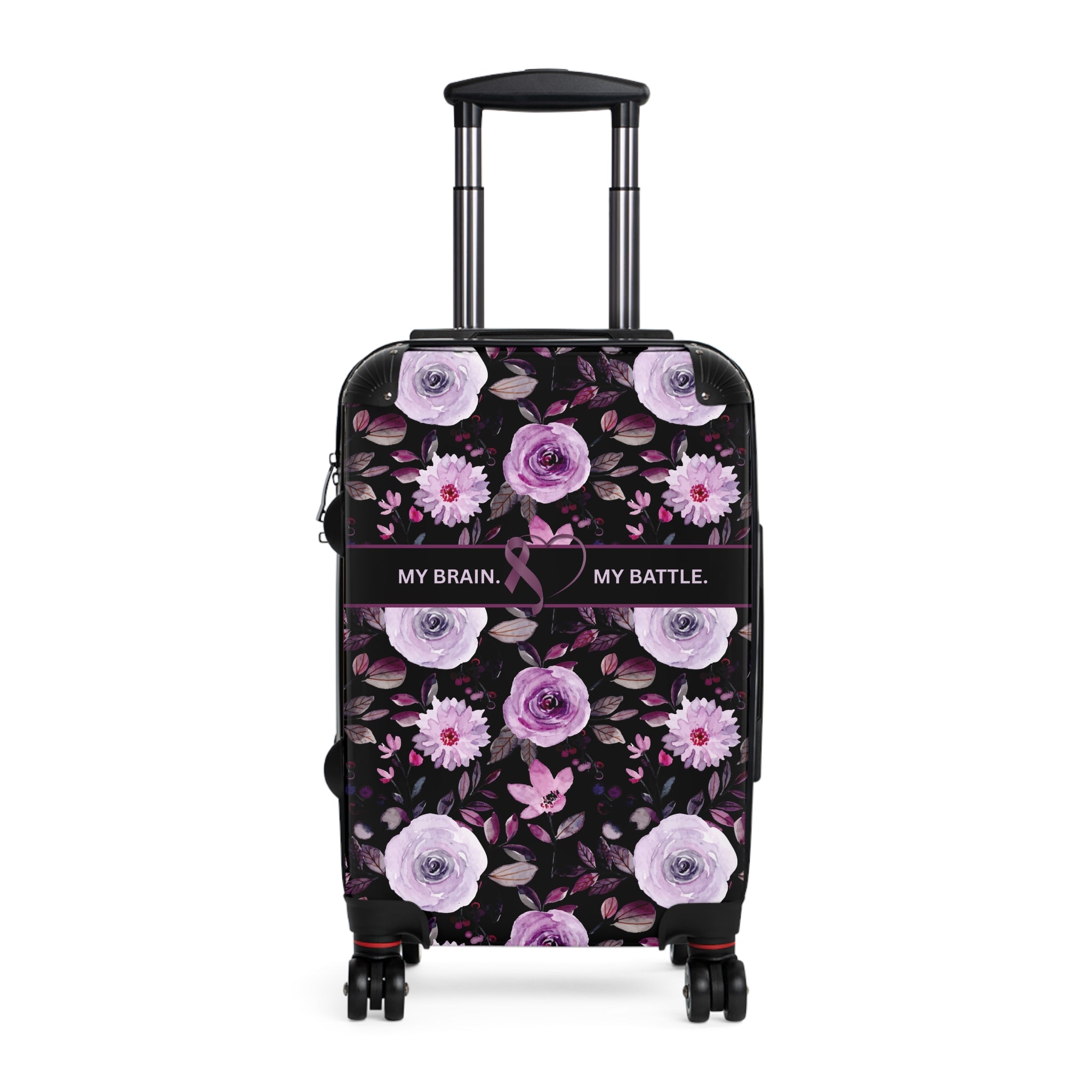 My Brain. My Battle. Epilepsy Awareness Hard-Shell Suitcase | Purple Floral Luggage