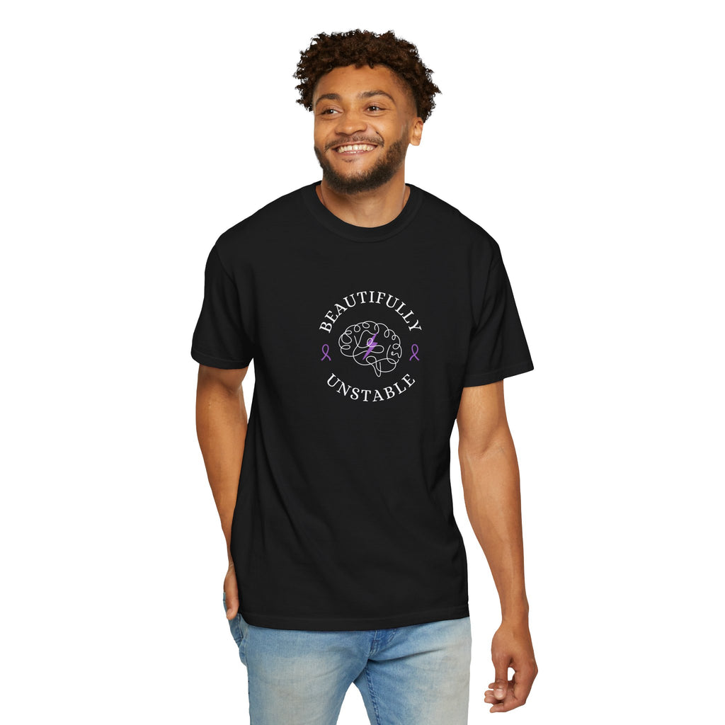 Beautifully Unstable Unisex T-Shirt – Epilepsy Awareness Purple Ribbon Tee