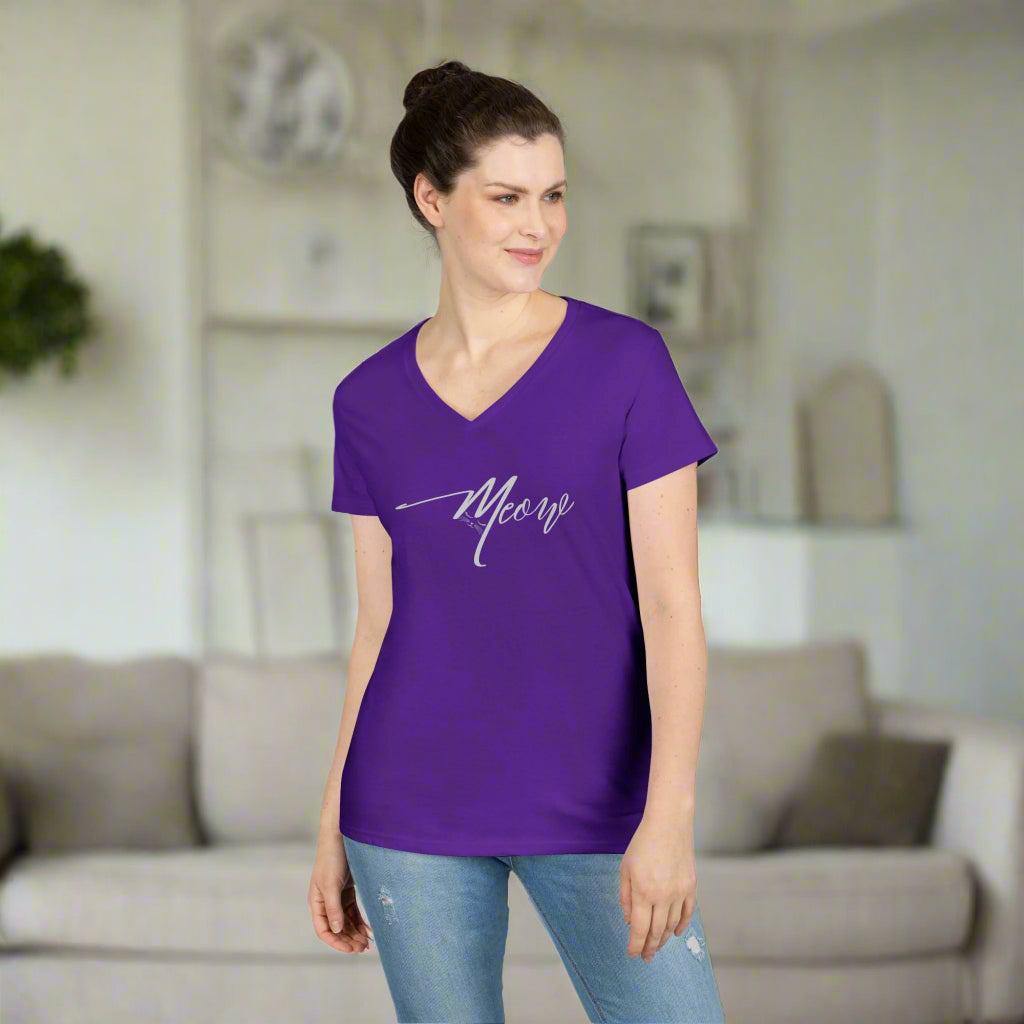 Stylish Meow Ladies' V-Neck T-Shirt, Cute Cat Lover Gift
