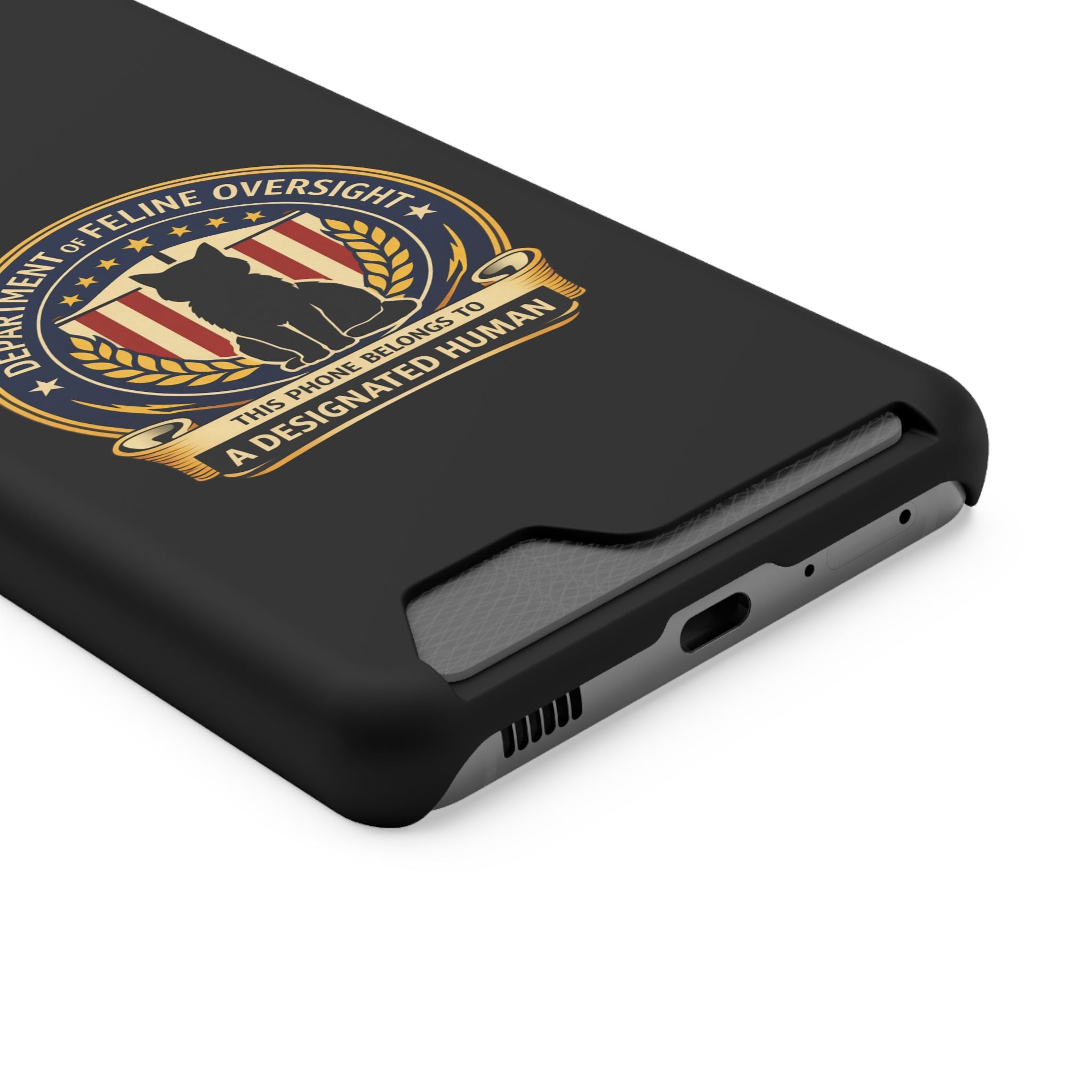 Department of Feline Oversight iPhone Case – “Designated Human” Official Seal, MagSafe Slim Case with Card Slot