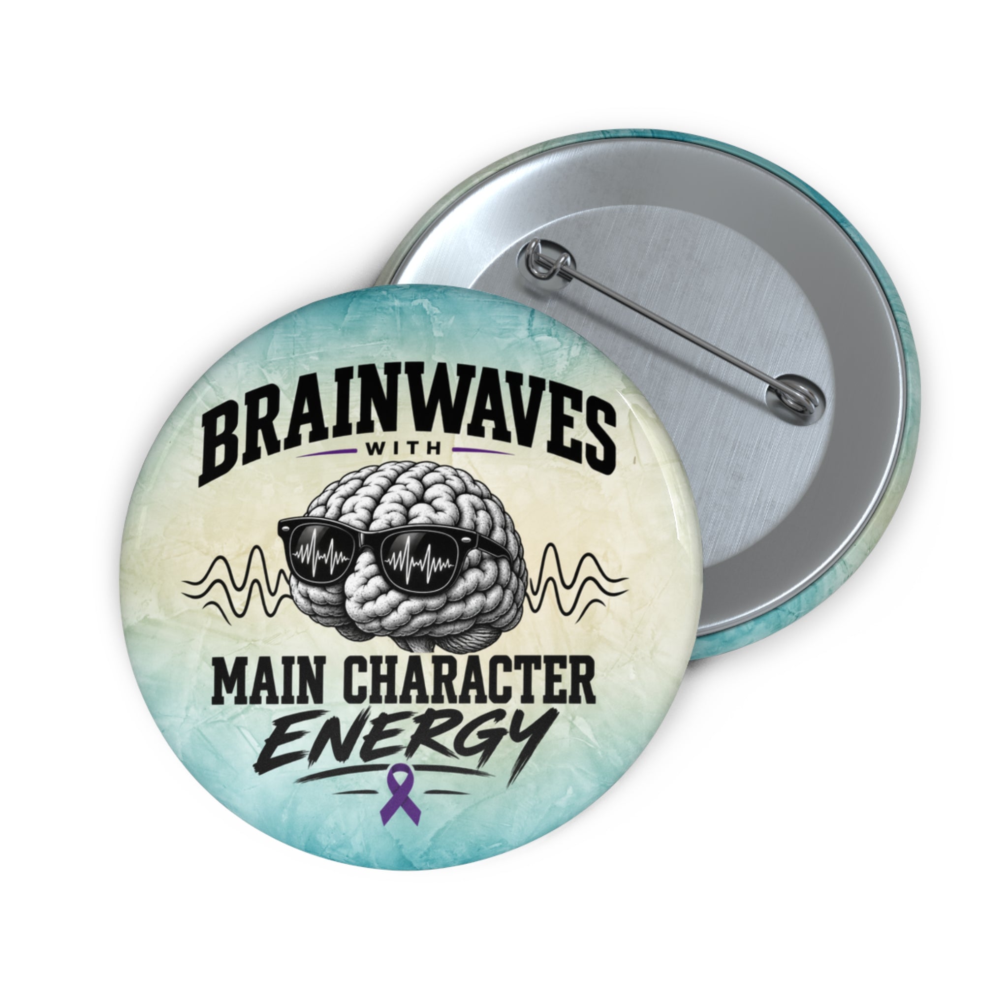 Brainwaves With Main Character Energy Epilepsy Awareness Pinback Button