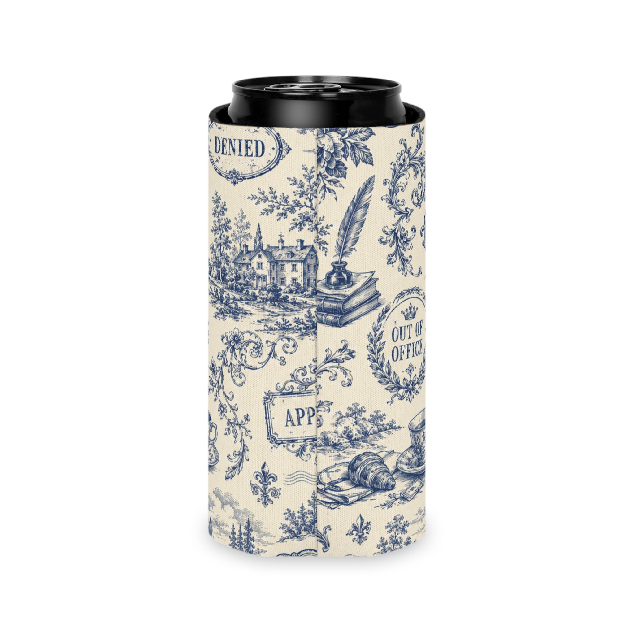 Out of Office Toile Can Cooler