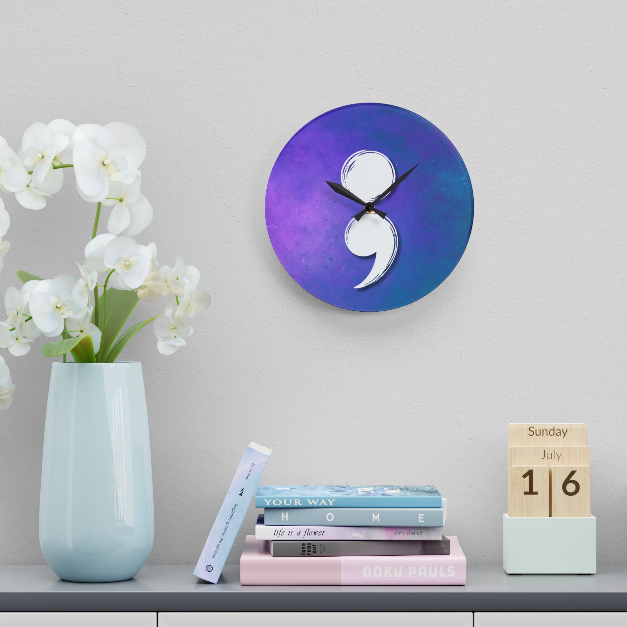 Semicolon Suicide Awareness Wall Clock | Resilience & Hope