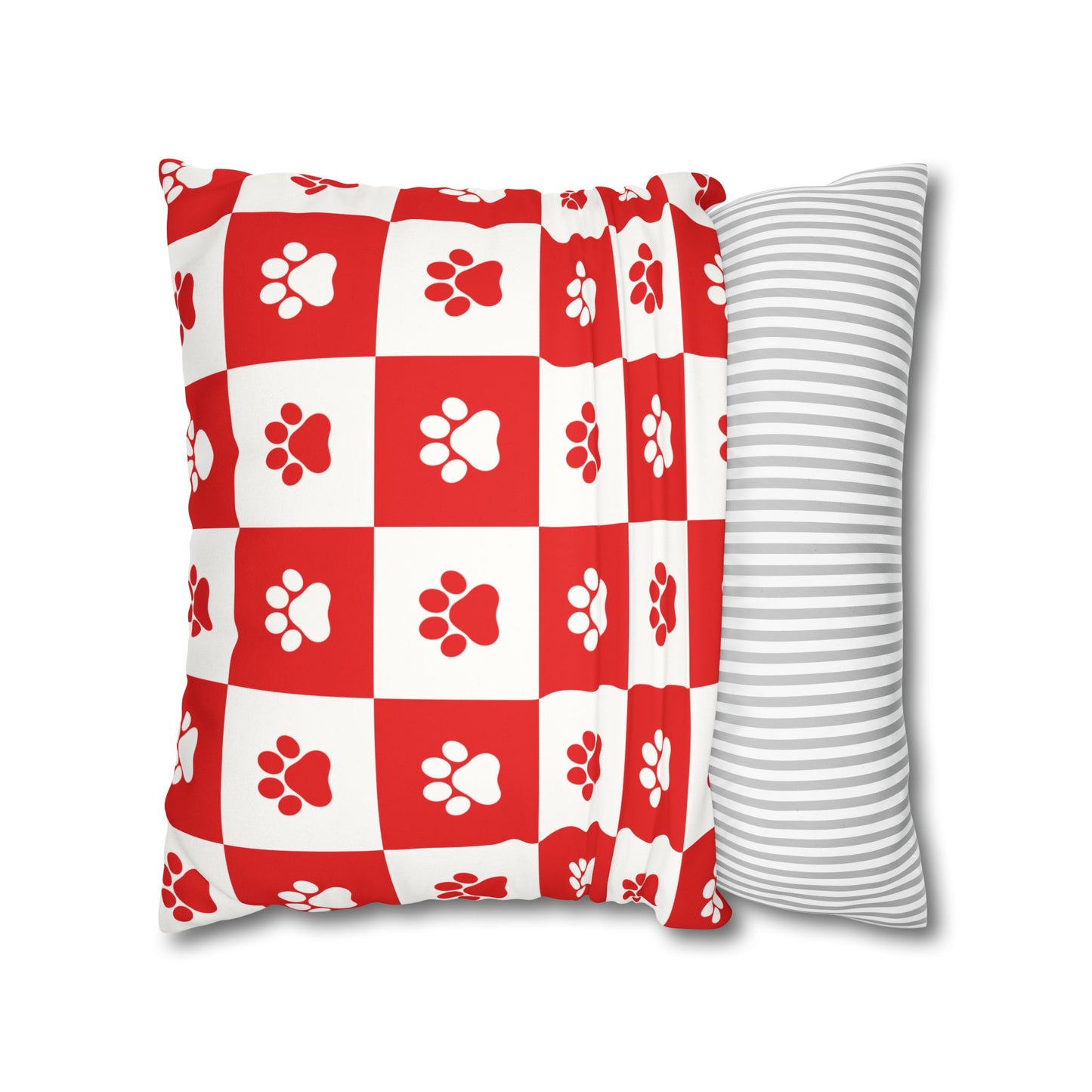 Red Paw Print Faux Suede Pillowcase - Cozy Home Decor for Pet Lovers