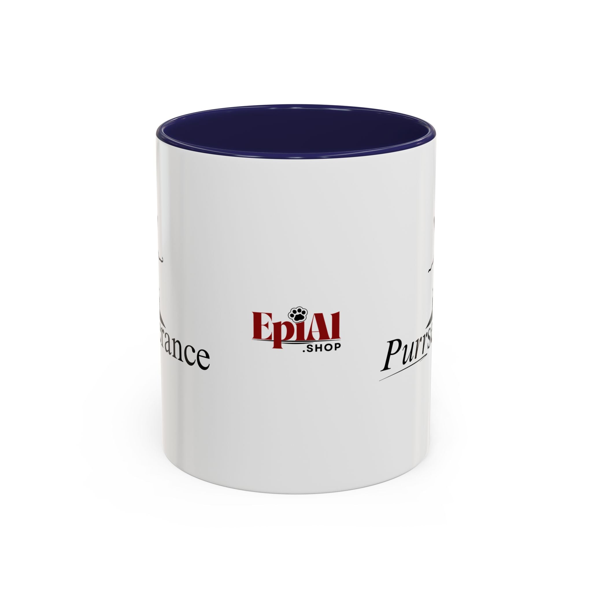 Photo depicting the ​Purrseverance Accent Coffee Mug (11, 15oz) from EpiAl's Shop.