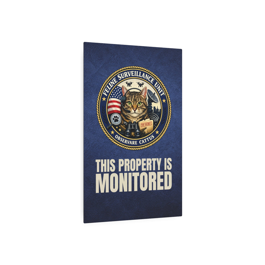 Feline Surveillance Unit Metal Sign | This Property Is Monitored