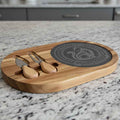 Pawcuterie Engraved Charcuterie Board – “Sliced with Cattitude” Slate & Acacia Serving Set