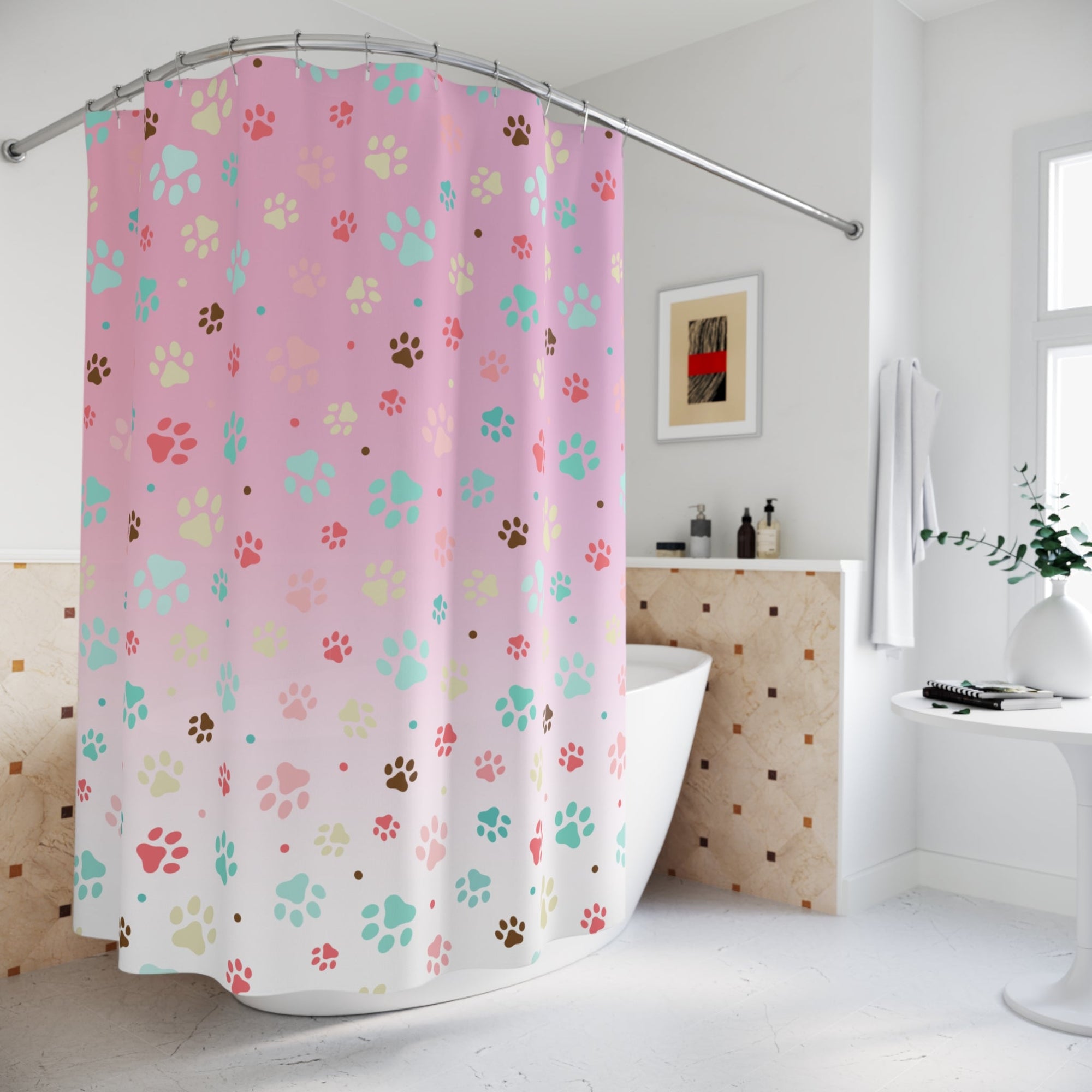 Cute Paw Print Shower Curtain for Pet Lovers Printify