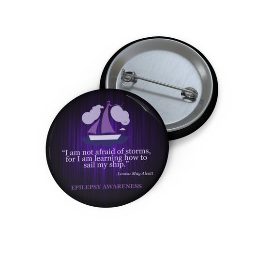 Inspirational Epilepsy Awareness Pin Button - Sail Ship Design