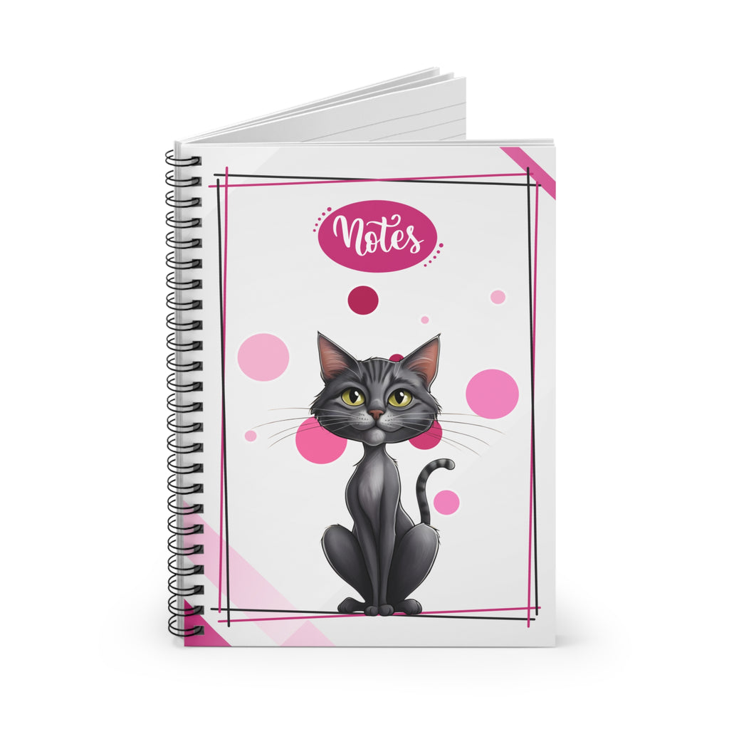 Gray Kitty Spiral Notebook for Students or Cat Lovers
