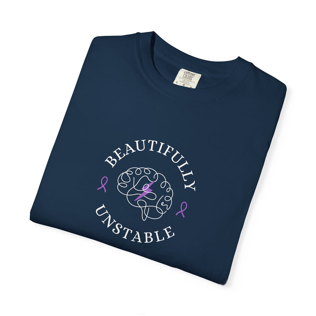 Beautifully Unstable Unisex T-Shirt – Epilepsy Awareness Purple Ribbon Tee