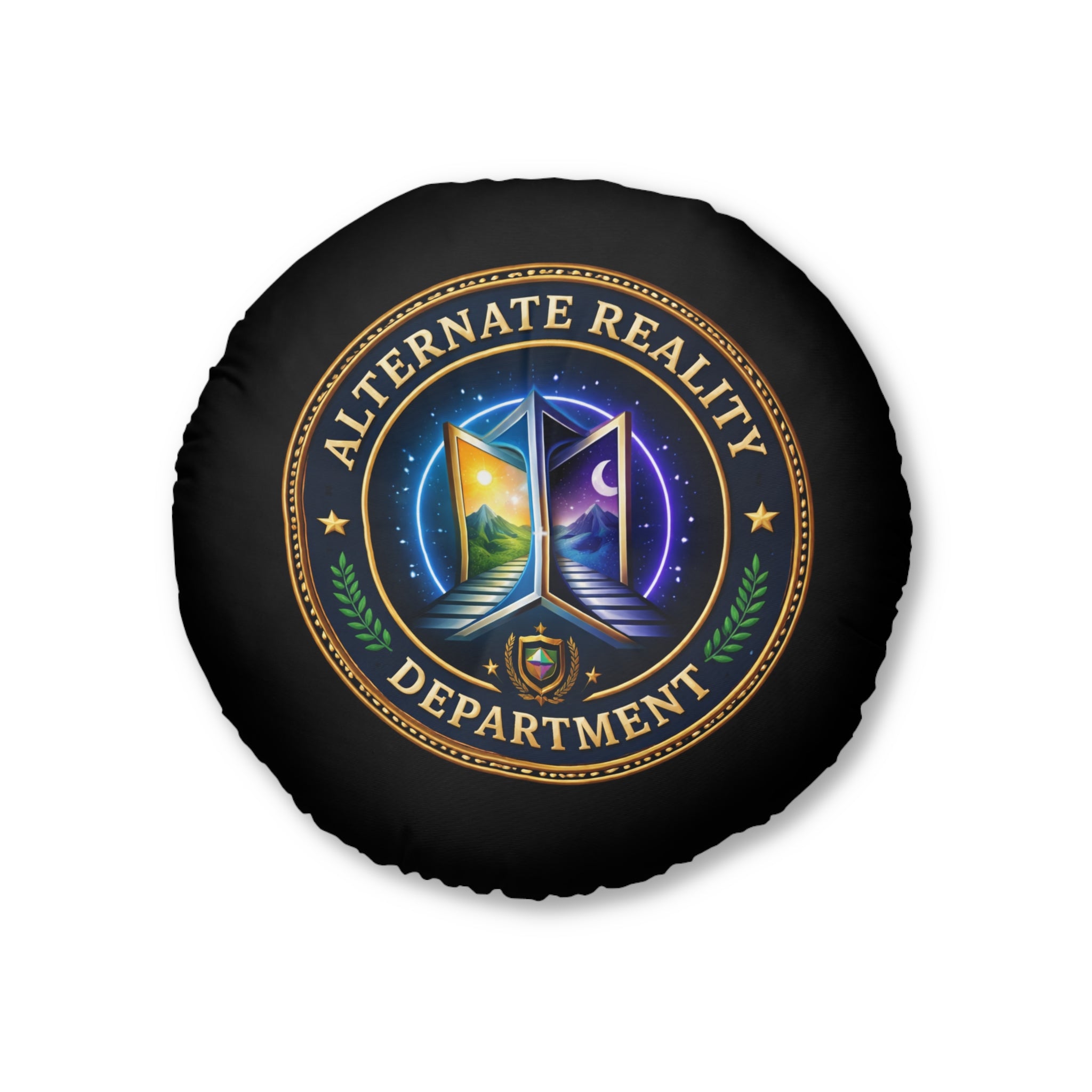 Alternate Reality Department Round Floor Pillow – Political Satire Statement Cushion (26” or 30”)
