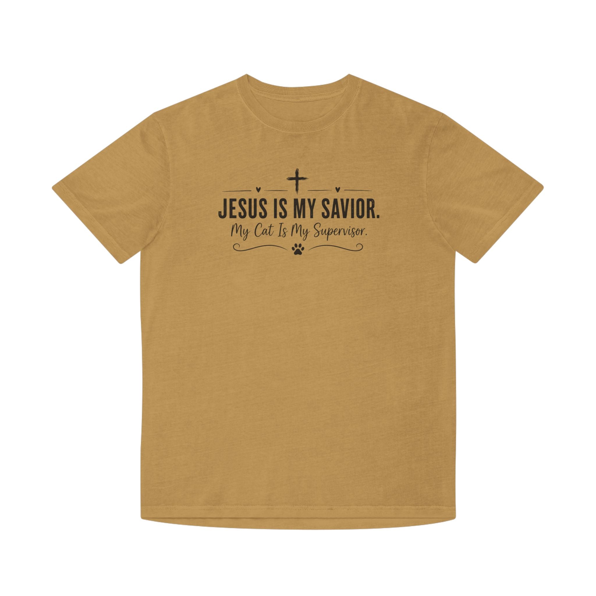 Jesus Is My Savior. My Cat Is My Supervisor. Vintage- Style T-Shirt