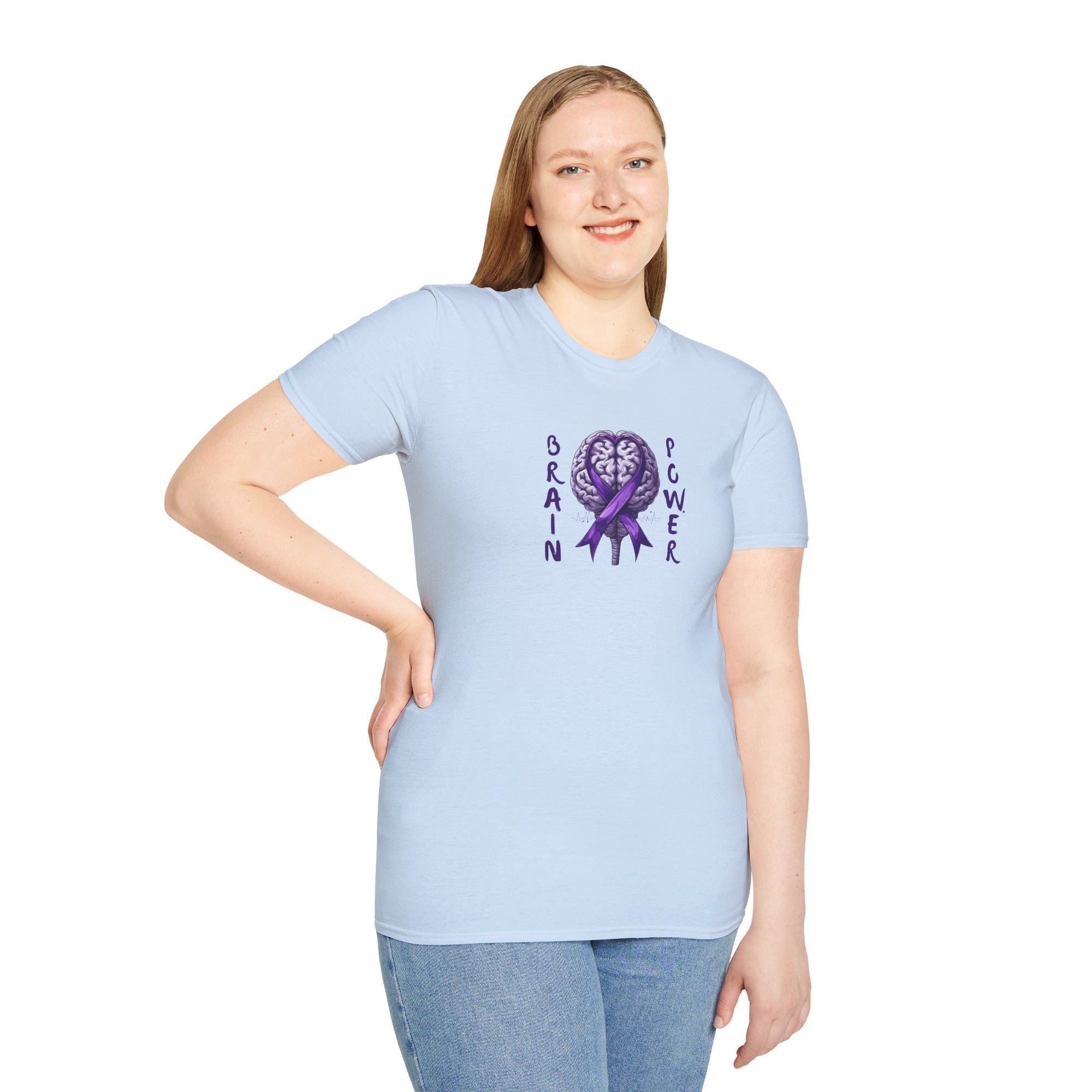 Brain Power Unisex Softstyle T-Shirt, Purple Ribbon Tee