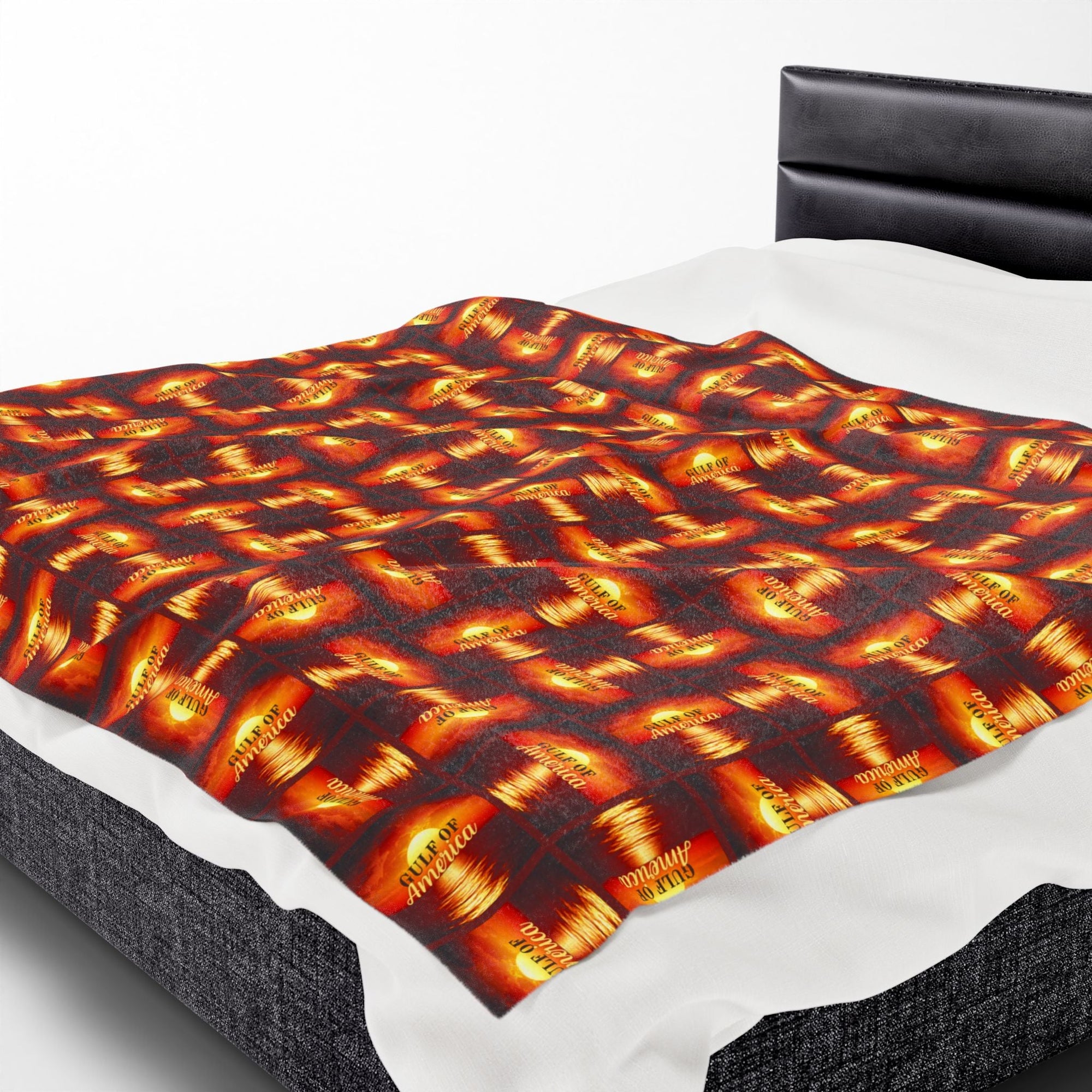 Cozy Velveteen Plush Blanket - Sunset Gulf of America Design Printify
