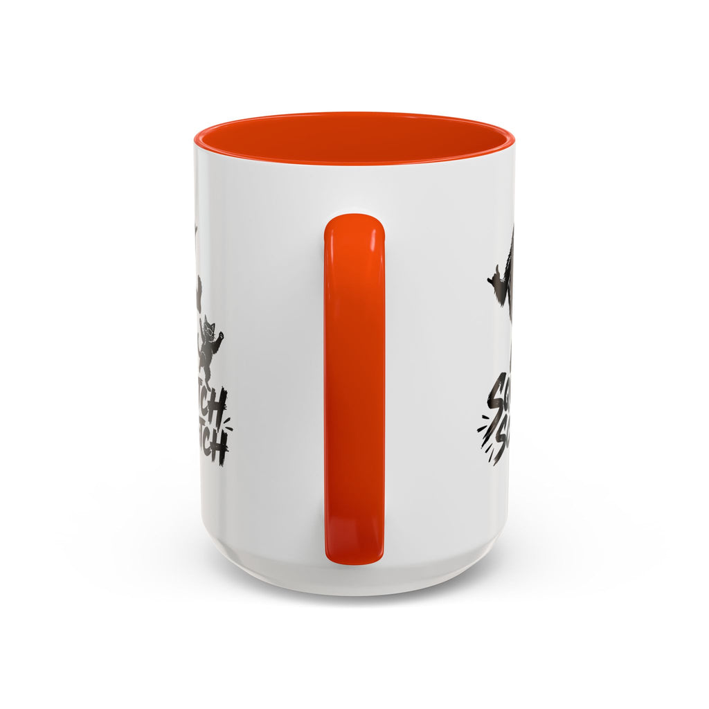 Squatch & Scratch Bigfoot and Cat Coffee Mug | Funny Sasquatch Ceramic Mug | 11oz & 15oz