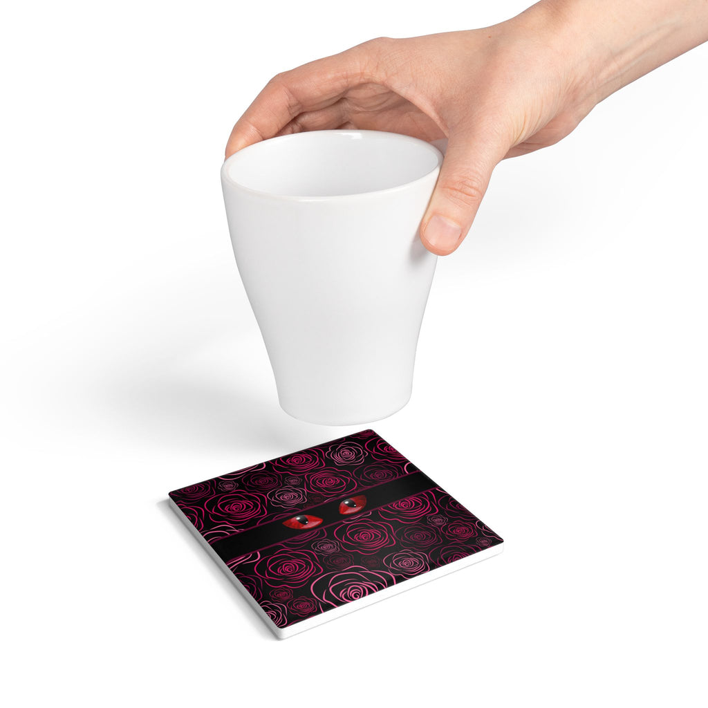 Mystery Cat Eyes Ceramic Coaster