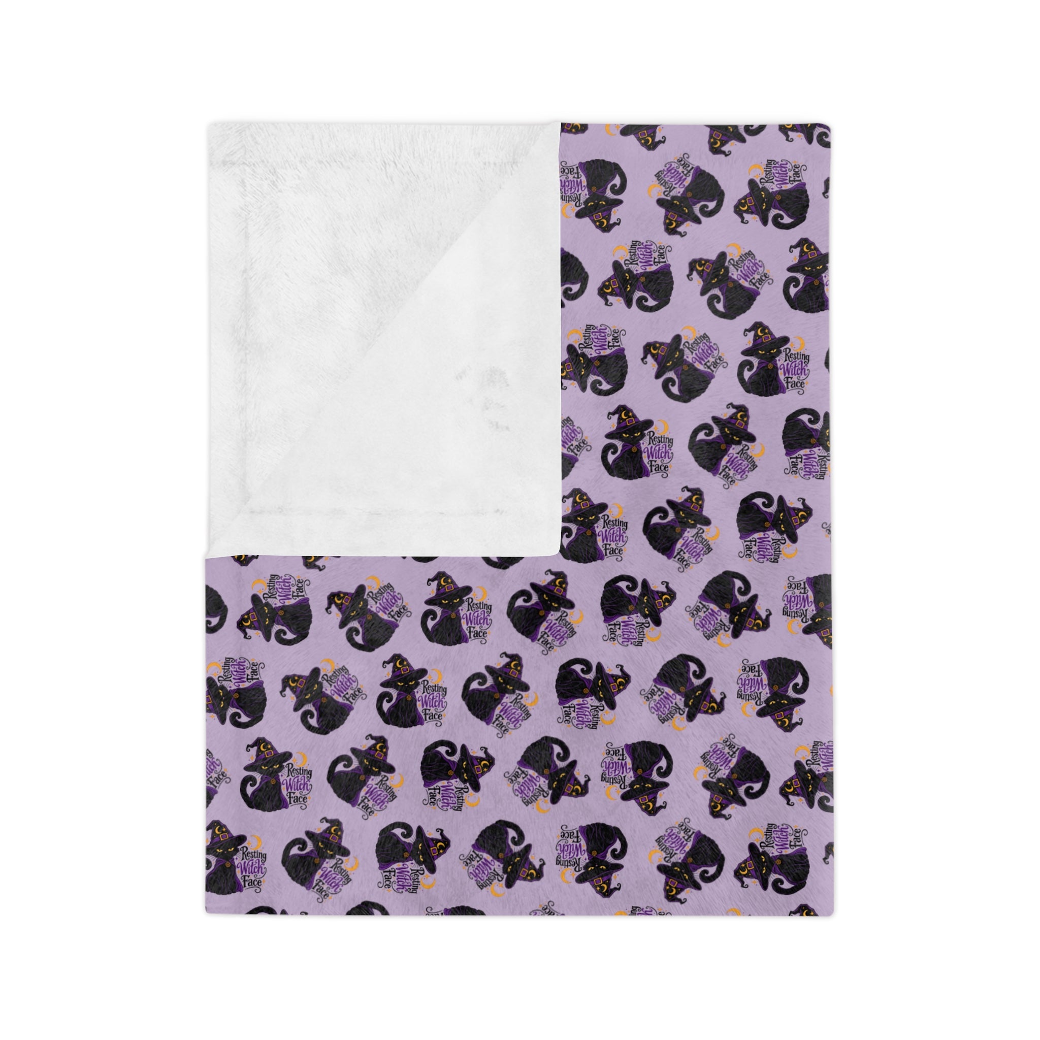 Resting Witch Face Black Cat Velveteen Blanket