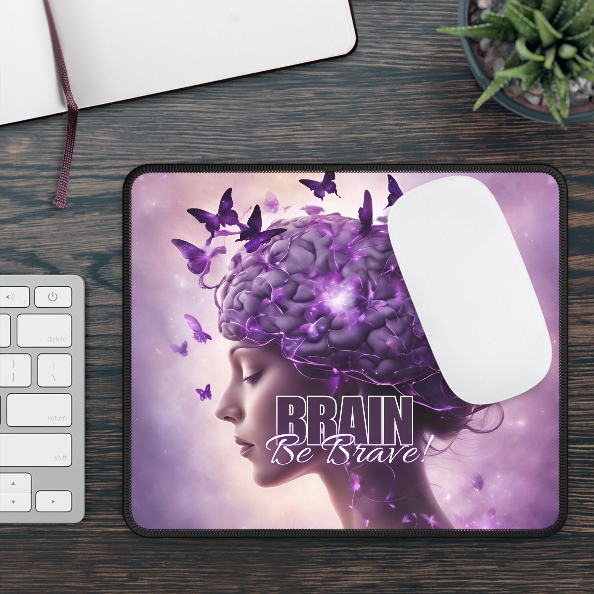 Purple Brain Be Brave Gaming Mouse Pad
