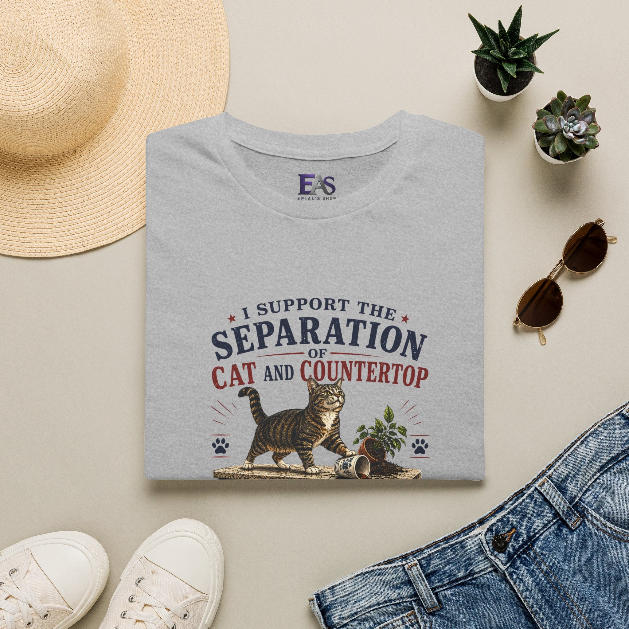 Separation of Cat and Countertop T-Shirt | Funny Cat Lover Tee
