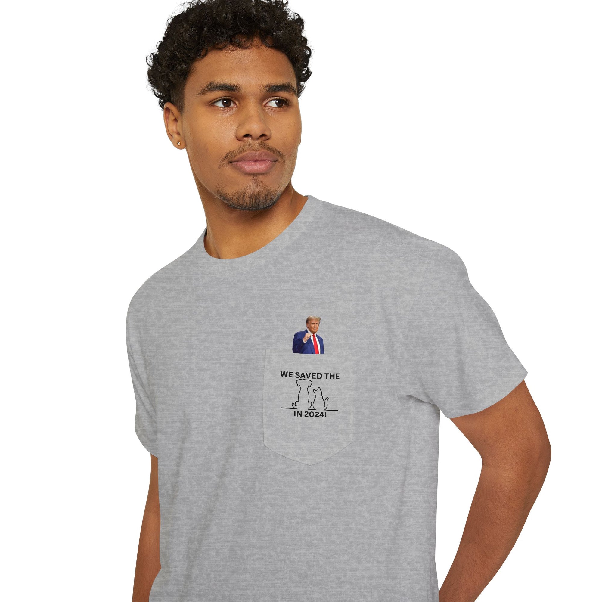 Trump - Saved the Cats & Dogs Unisex Heavy Cotton Pocket Tee