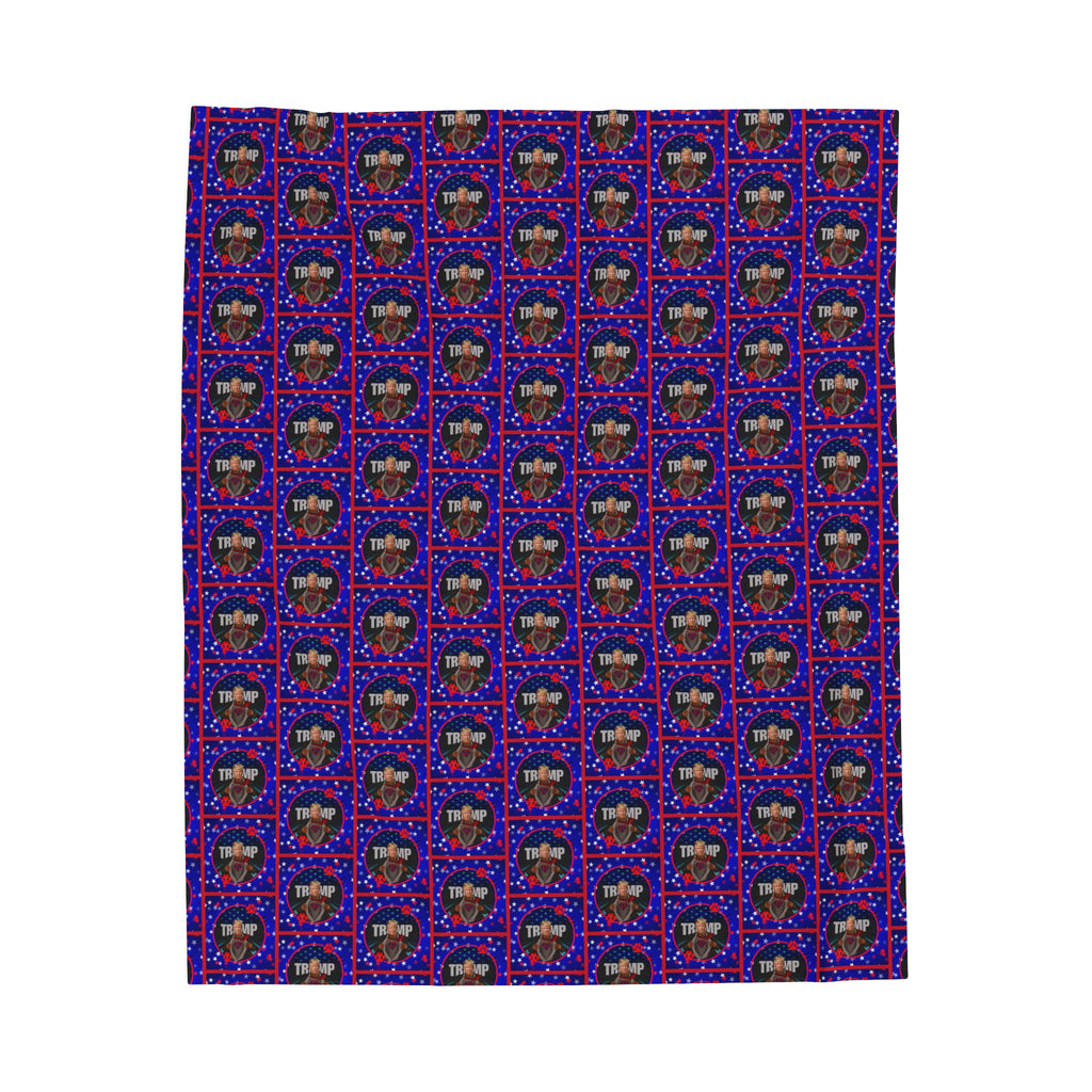 Photo depicting the ​Stars & Trump 47 Velveteen Plush Blanket from EpiAl's Shop.