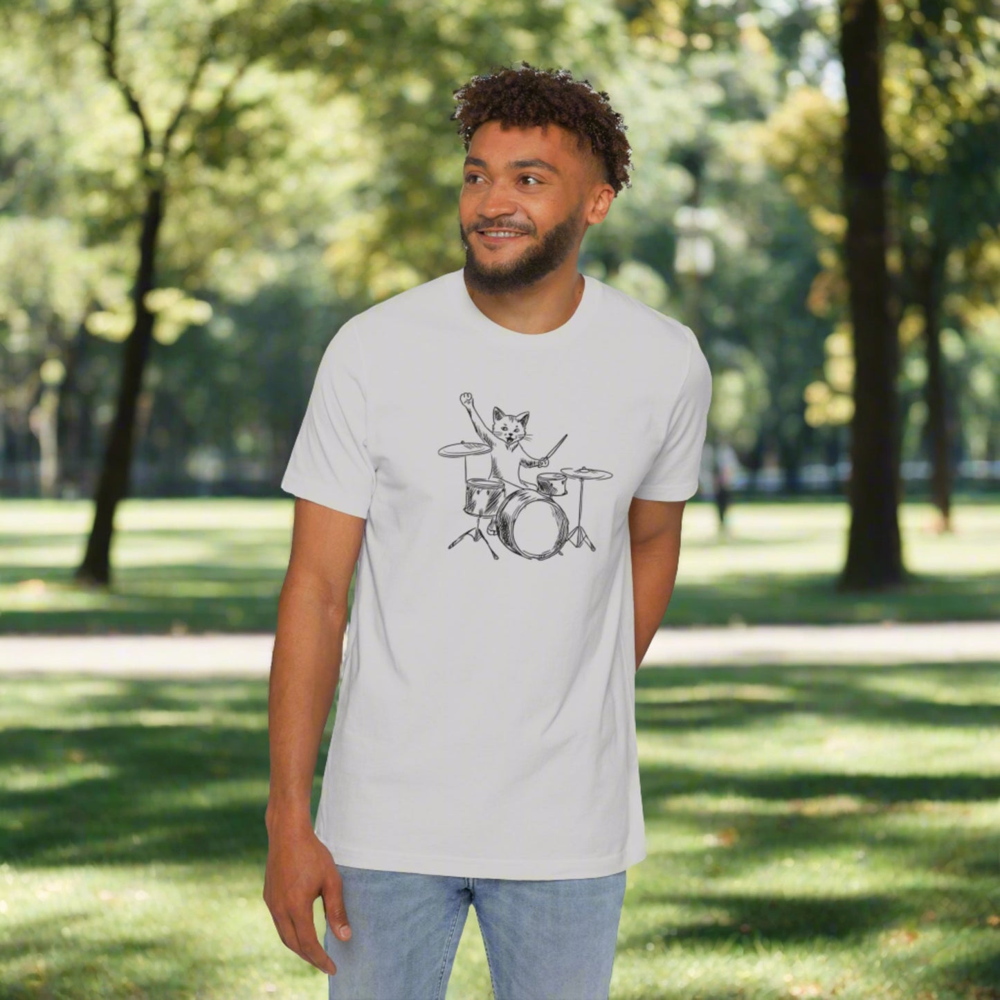 Drummer Kitty USA - Made Unisex Short - Sleeve Jersey T - Shirt - T - Shirt - Epileptic Al’s Shop