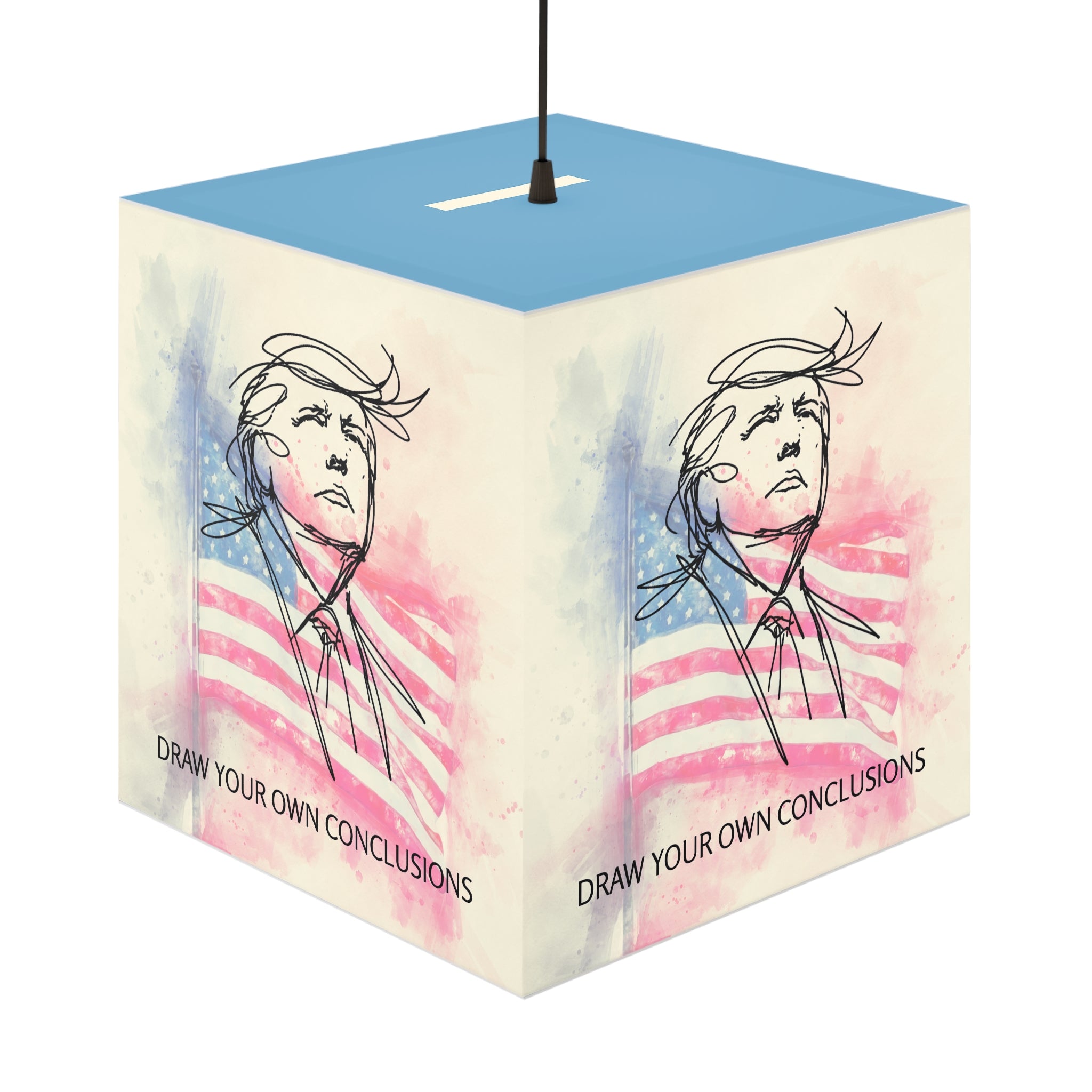 Draw Your Own Conclusions Patriotic Cube Lamp – Watercolor Flag Accent Light