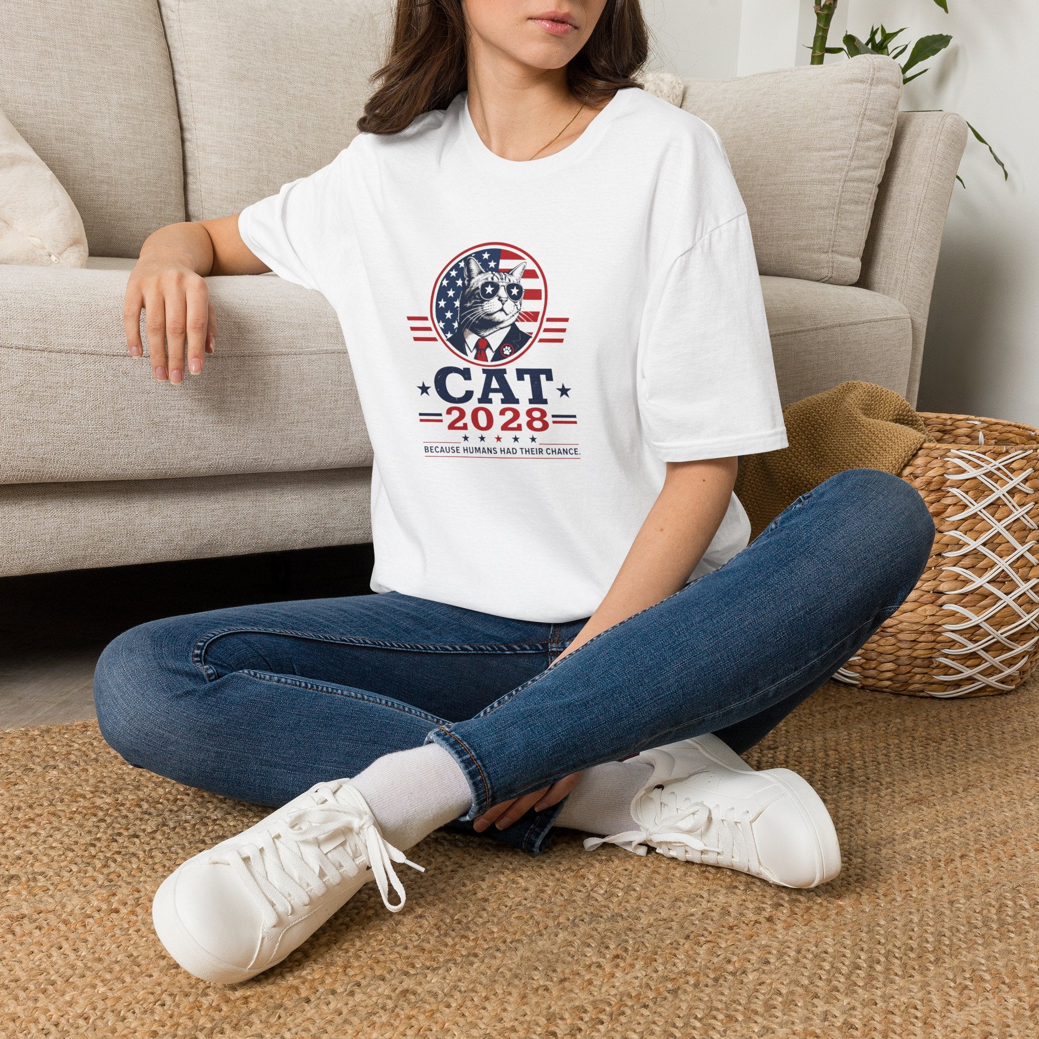 CAT 2028 T-Shirt | Because Humans Had Their Chance Funny Cat Campaign Tee