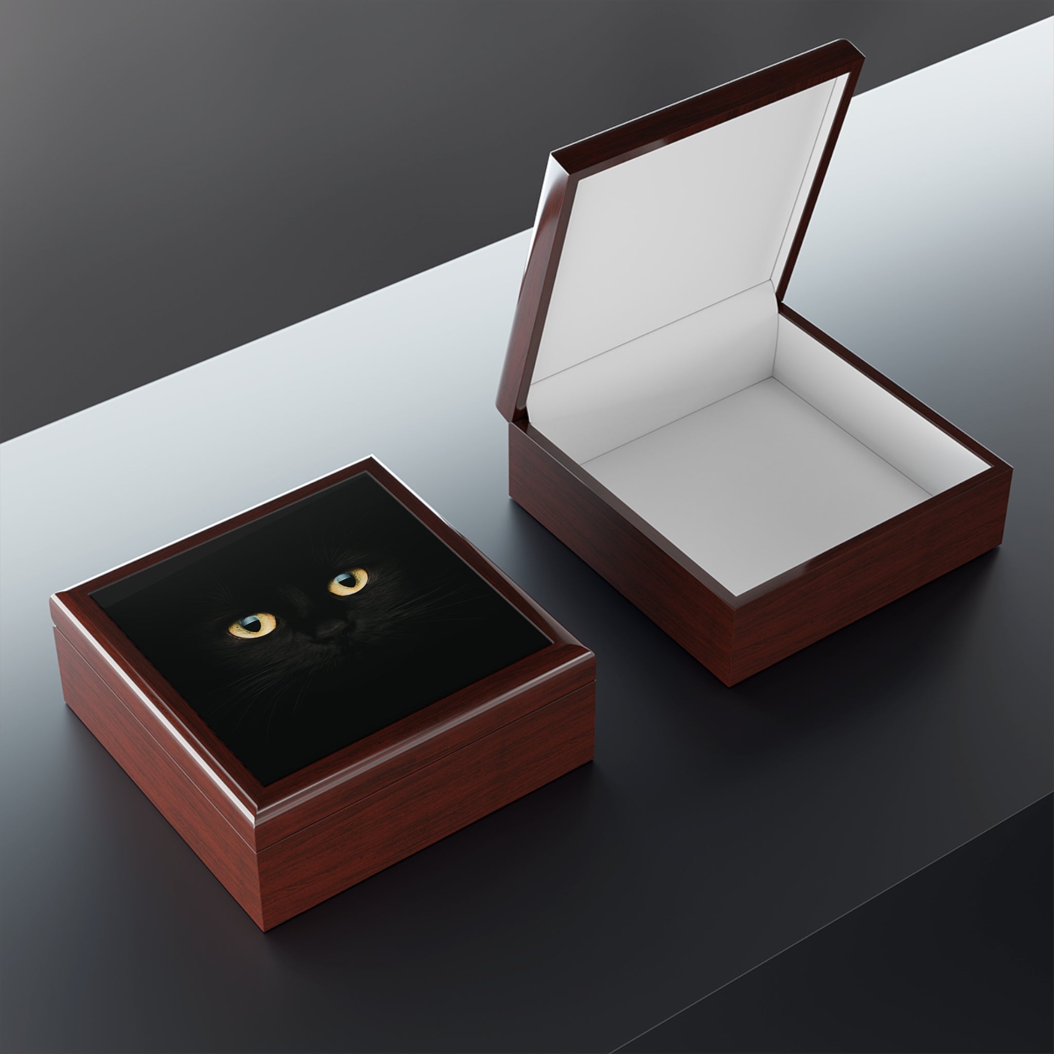 Silent Supervision Black Cat Jewelry Box | Mysterious Cat Keepsake Box