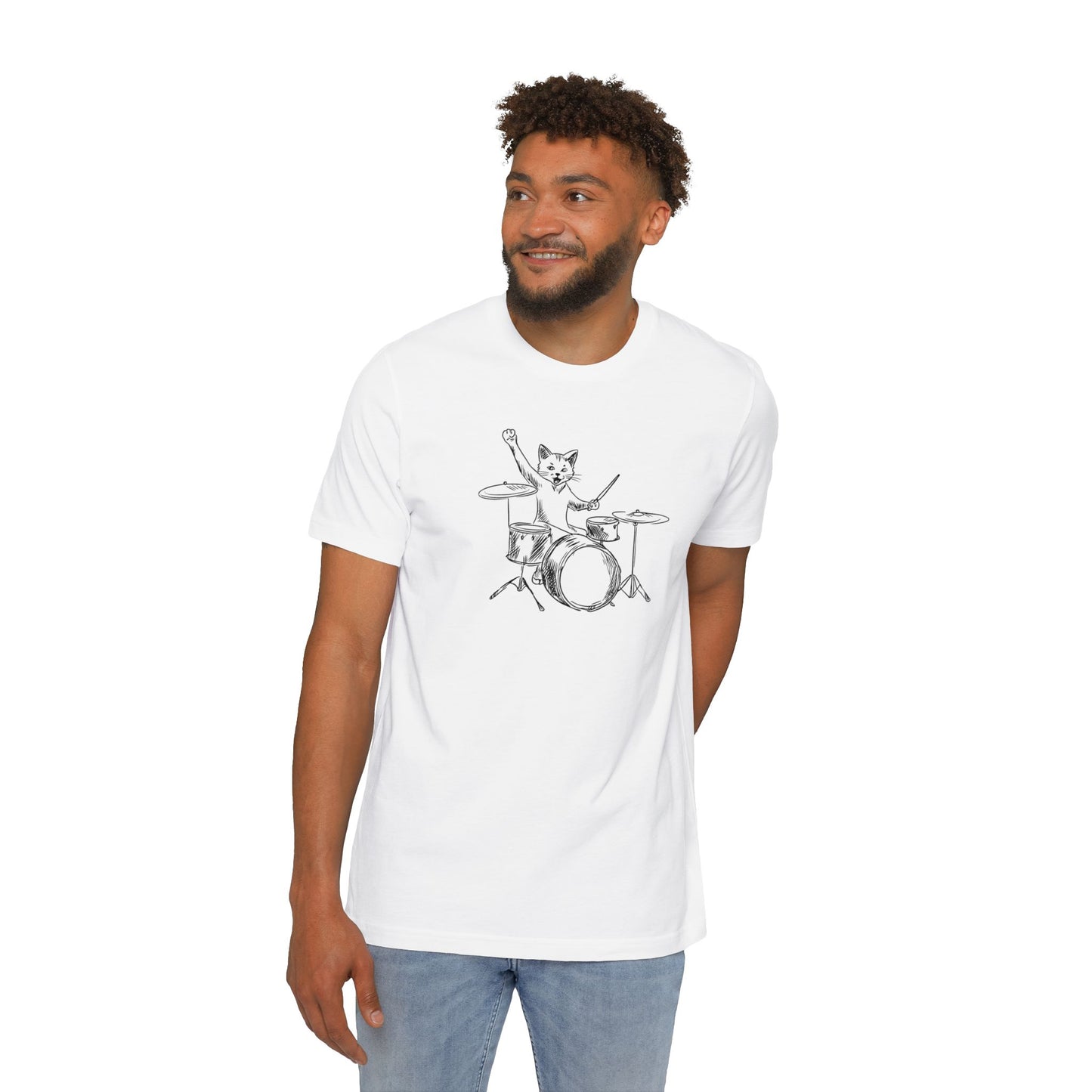 Drummer Kitty USA - Made Unisex Short - Sleeve Jersey T - Shirt - T - Shirt - Epileptic Al’s Shop