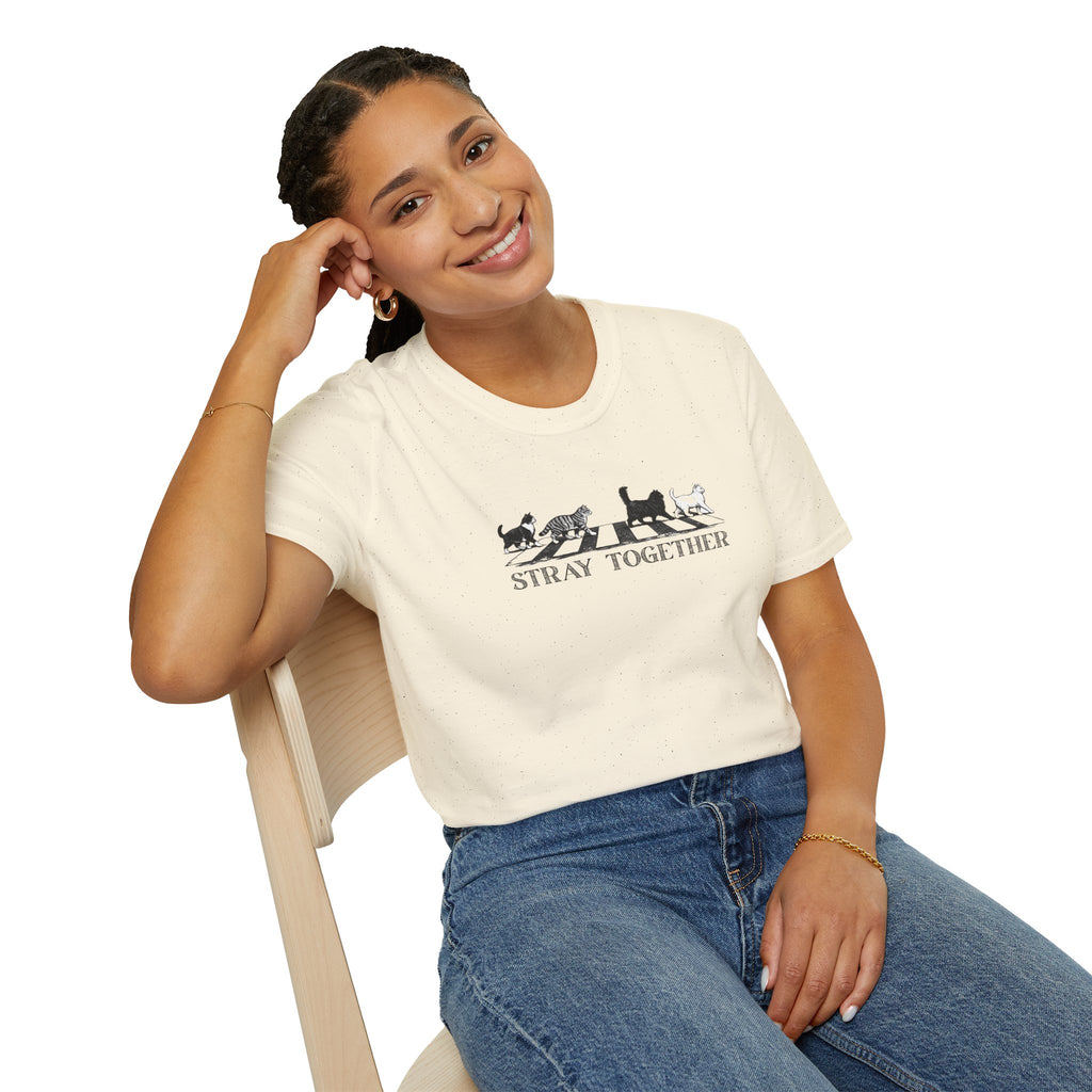 Stray Together Cat Crosswalk T-Shirt | Minimalist Cat Lover Graphic Tee