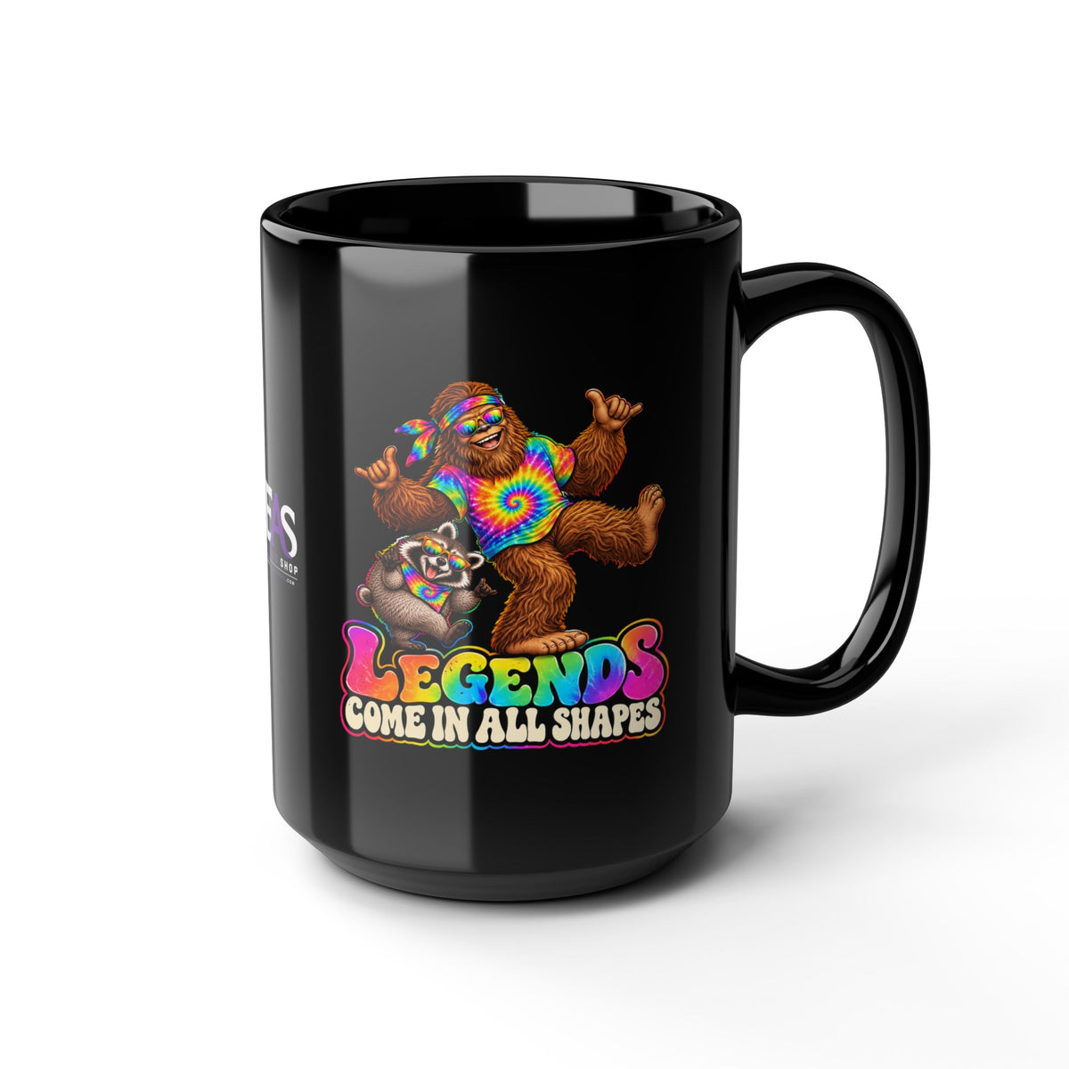 Legends Come in All Shapes | Bigfoot & Jimothy Raccoon Black Ceramic Mug (11oz/15oz)