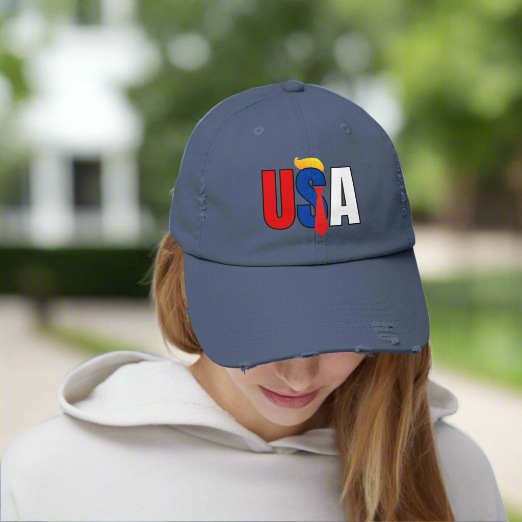Unisex Trendy Distressed USA Cap Printify