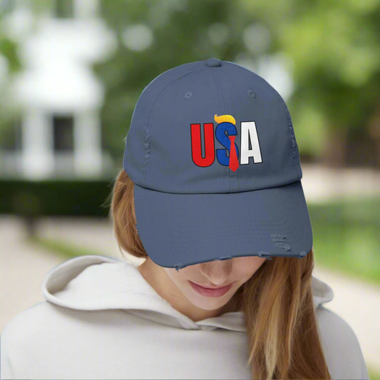 Unisex Trendy Distressed USA Cap Printify