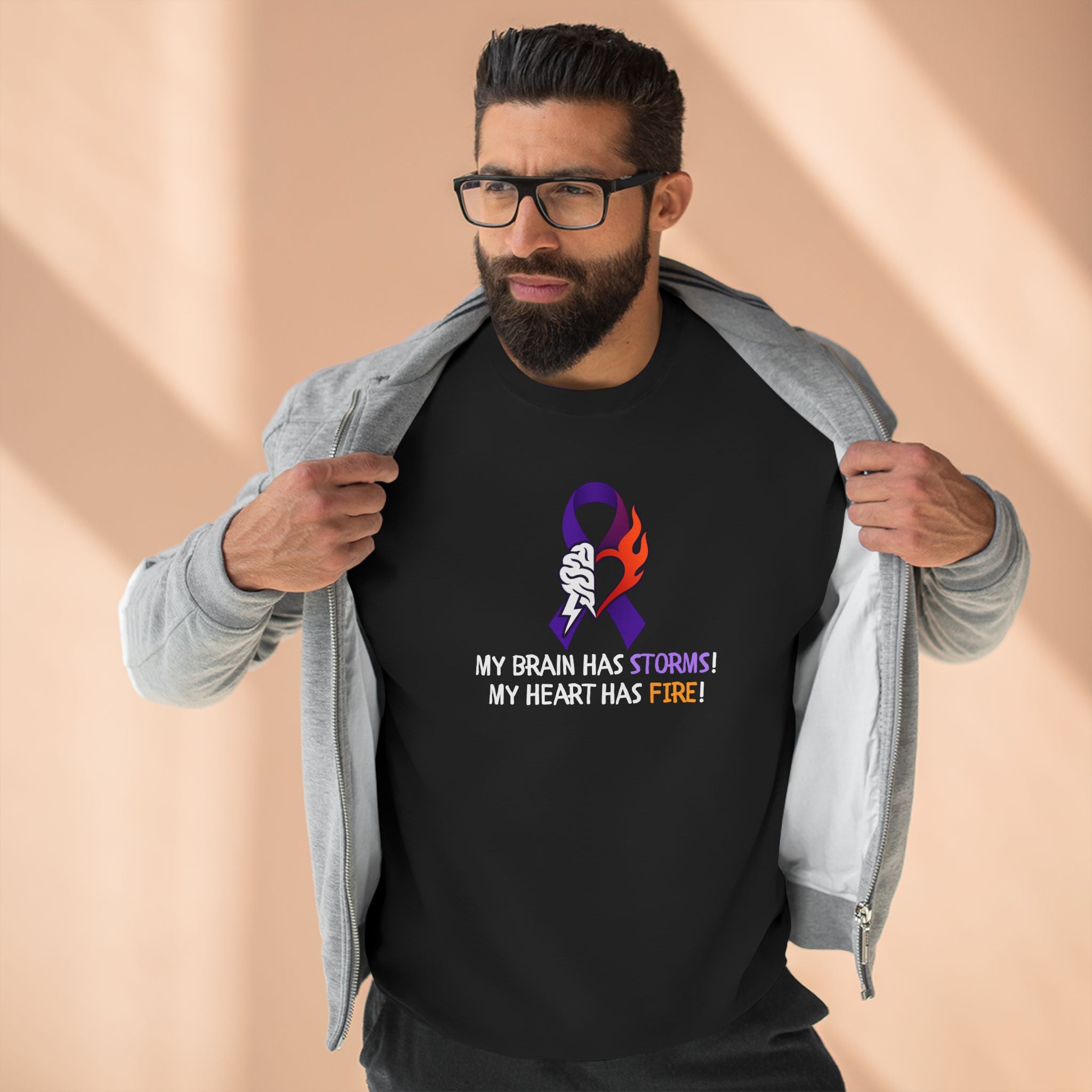 Epilepsy Awareness “Brain Storms & Heart Fire” Unisex Sweatshirt