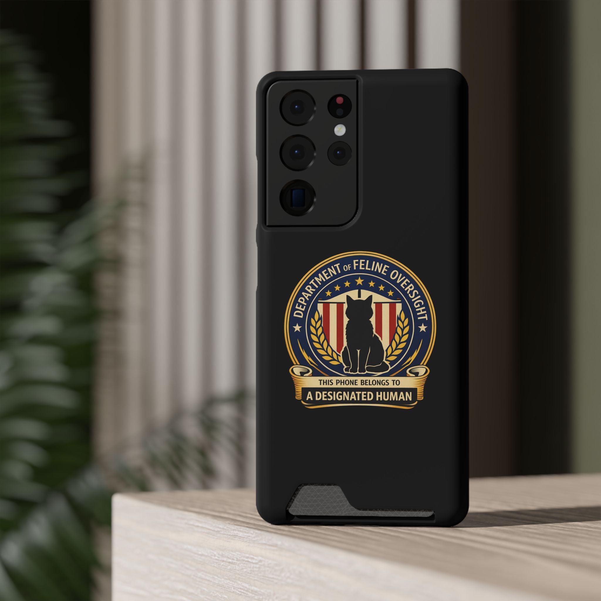 Department of Feline Oversight iPhone Case – “Designated Human” Official Seal, MagSafe Slim Case with Card Slot