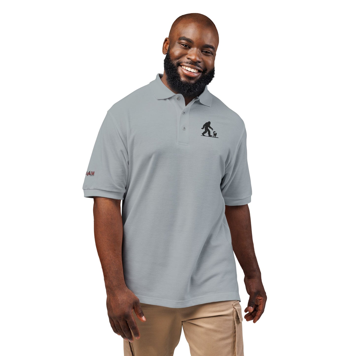 Classic Sasquatch's Cat Embroidered Unisex Polo Shirt