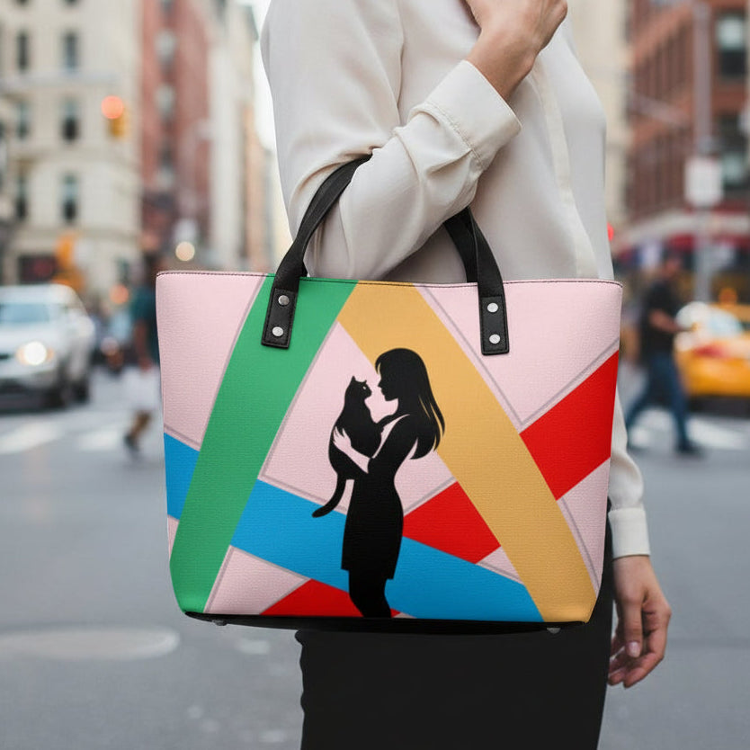 “Not a People Person” Cat Tote Bag – Abstract Art Shoulder Bag (Furreal Priorities Edition)