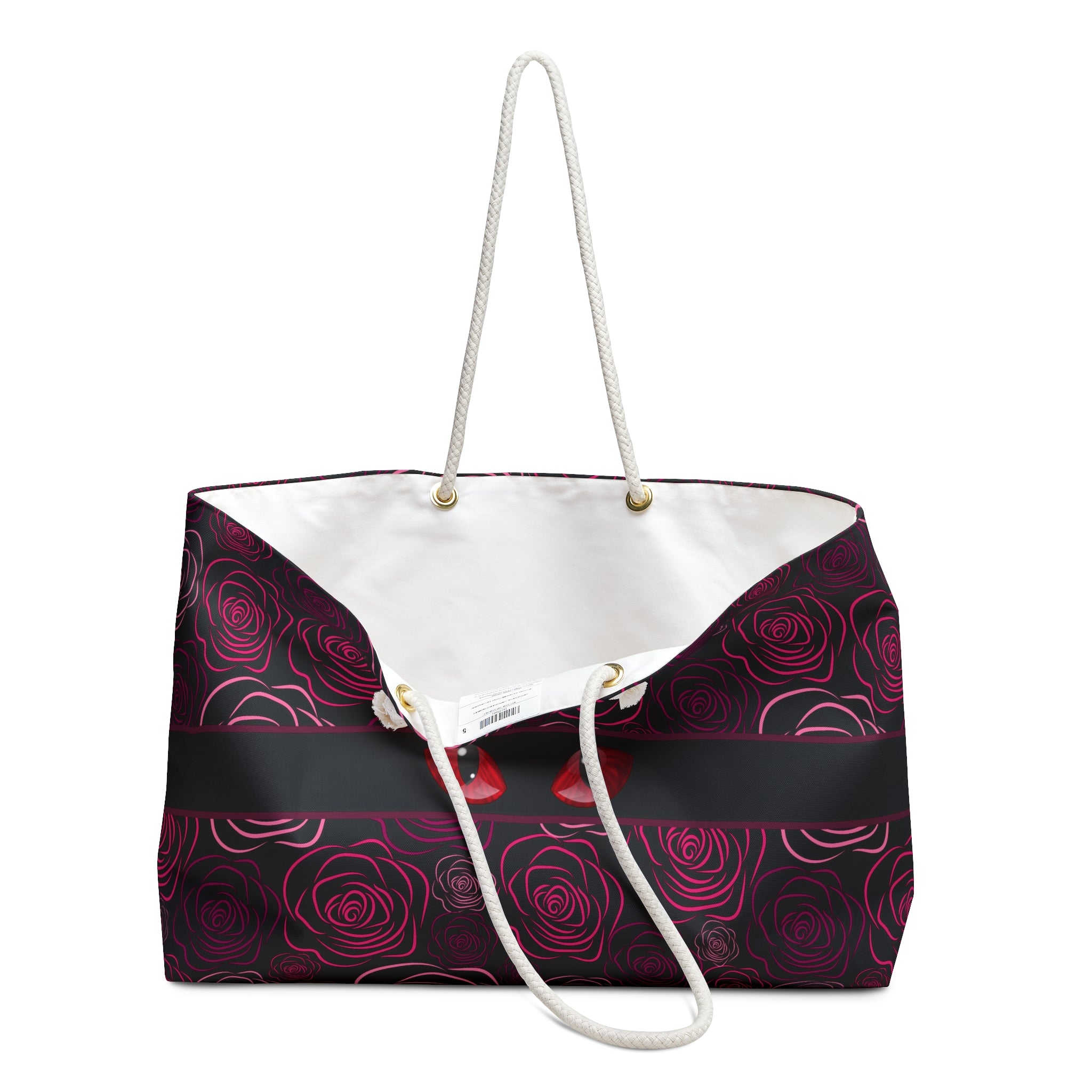 Peeking Cat Eyes Gothic Rose Weekender Bag