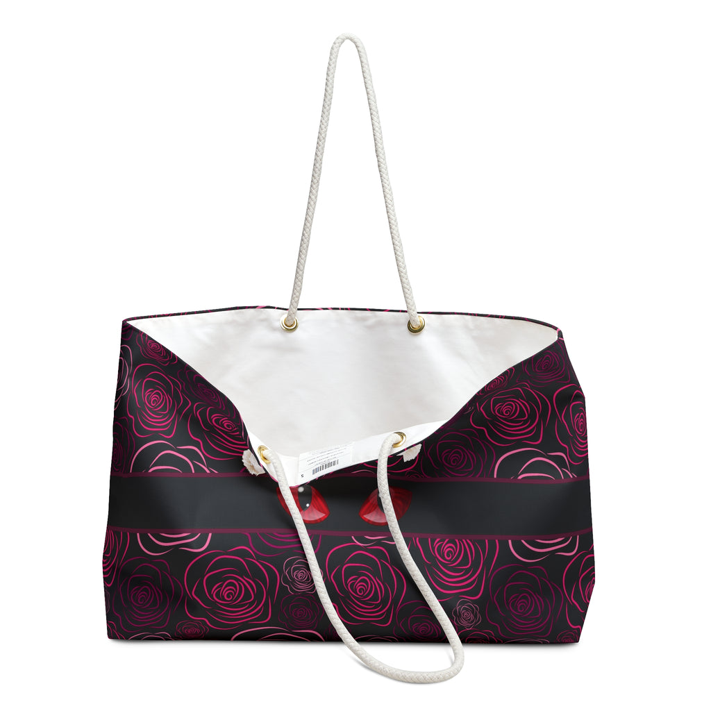 Peeking Cat Eyes Gothic Rose Weekender Bag