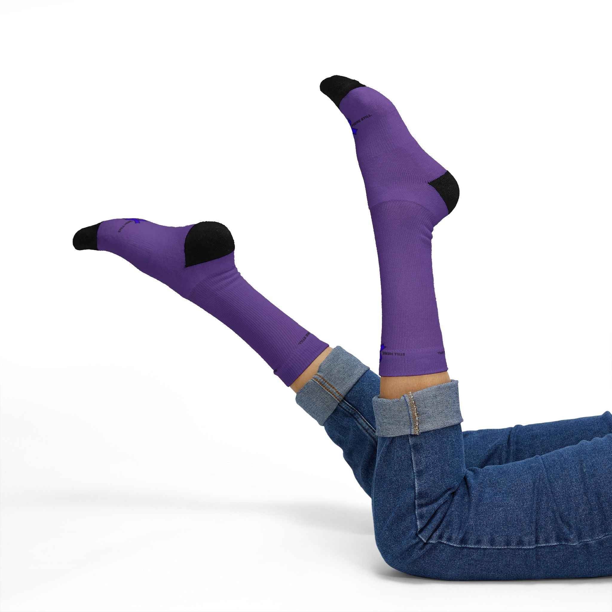 Still Here. Here Still. Epilepsy Awareness Crew Socks