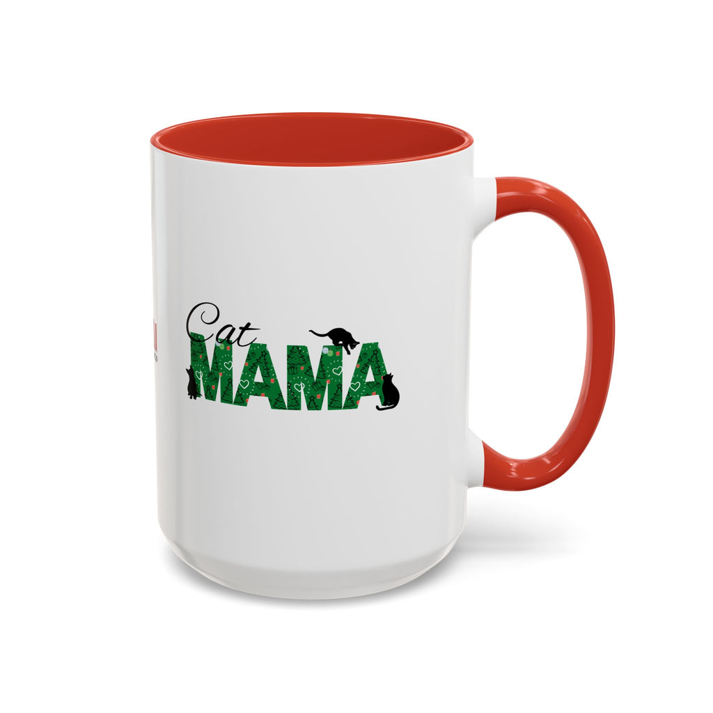 Christmas Cat Mama Accent Coffee Mug (11, 15oz)