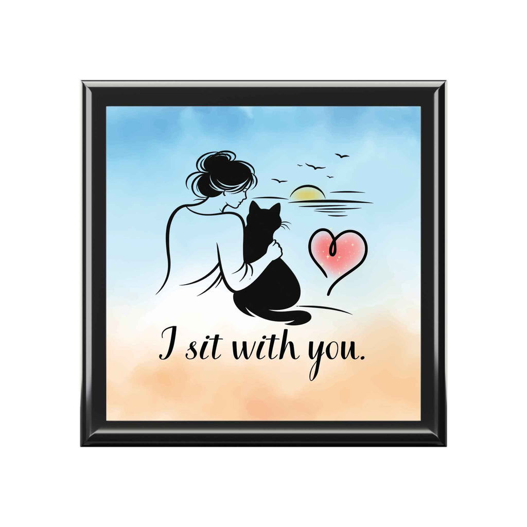 I Sit With You – Cat Silhouette Sunset Black Jewelry Box (Valentine Edition)